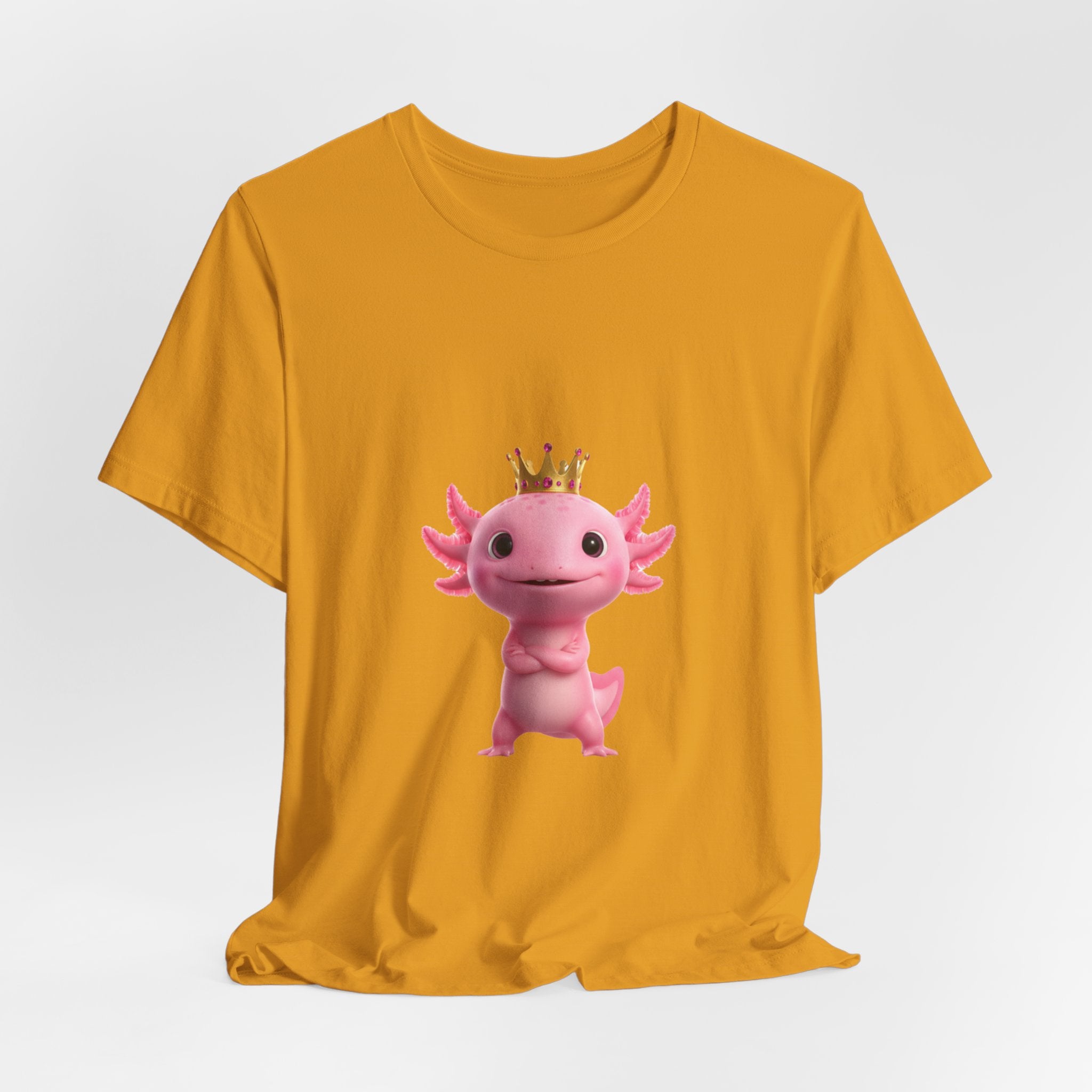 Axolotl King T-Shirt — Cute Pink Axolotl with Crown Tee