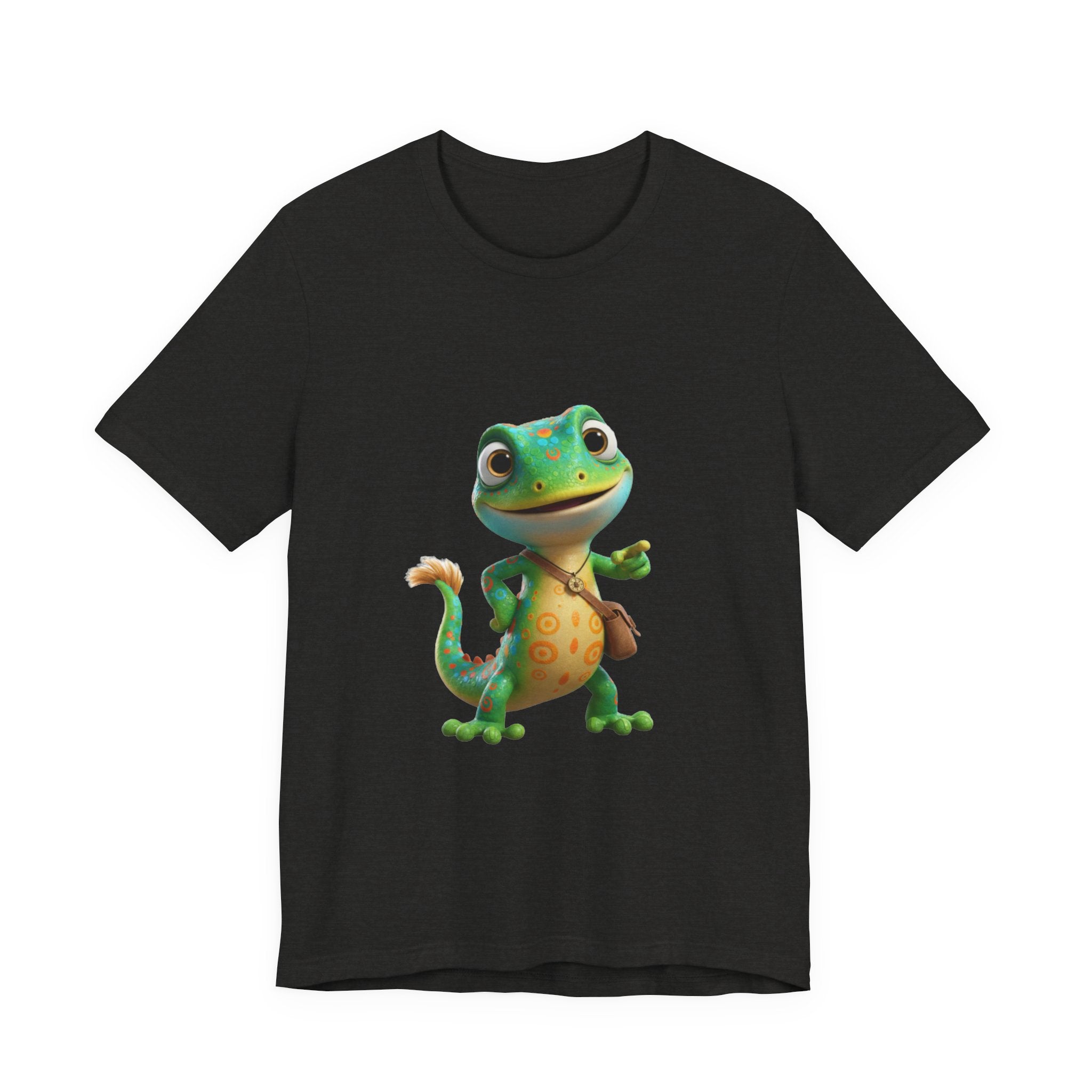 Cute Cartoon Gecko T‑Shirt — Friendly Green Lizard Graphic Tee