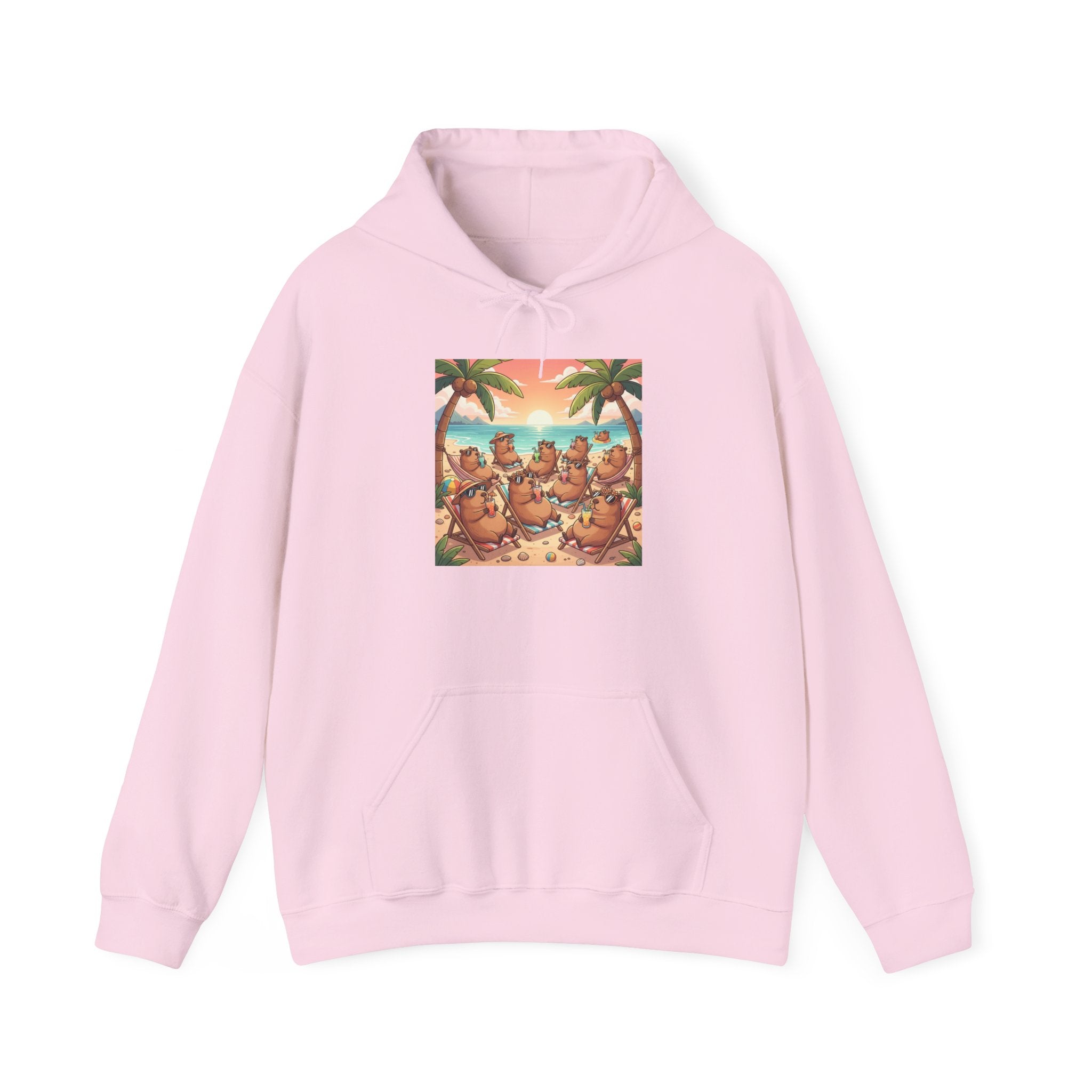 Capybaras on the Beach Hoodie — Tropical Beach Party Pullover