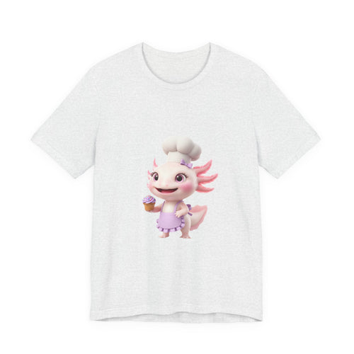 Axolotl Chef Girl T-Shirt — Cute Baking Cartoon Tee for Kids & Fans