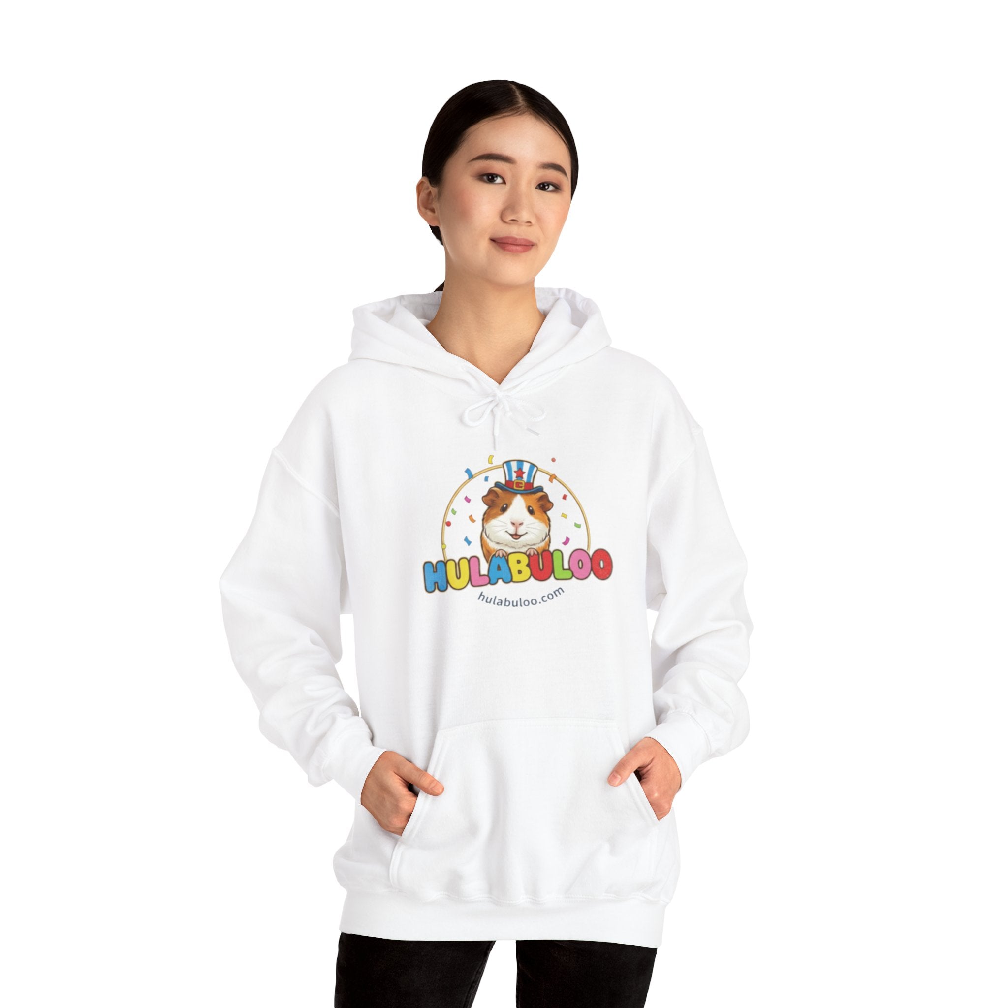 Hulabuloo Guinea Pig Logo Hoodie — Cute Colorful Pet Brand Sweatshirt