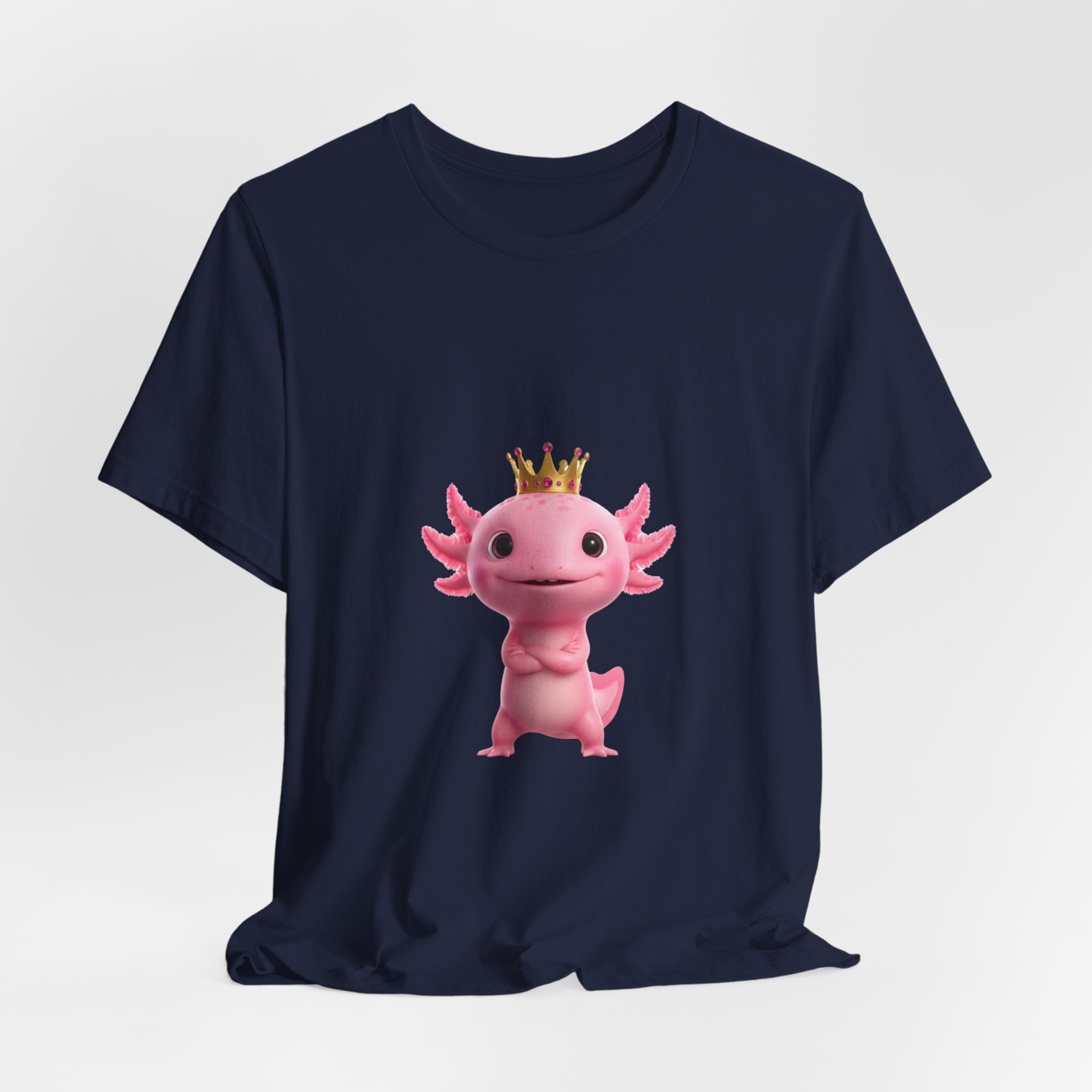 Axolotl King T-Shirt — Cute Pink Axolotl with Crown Tee