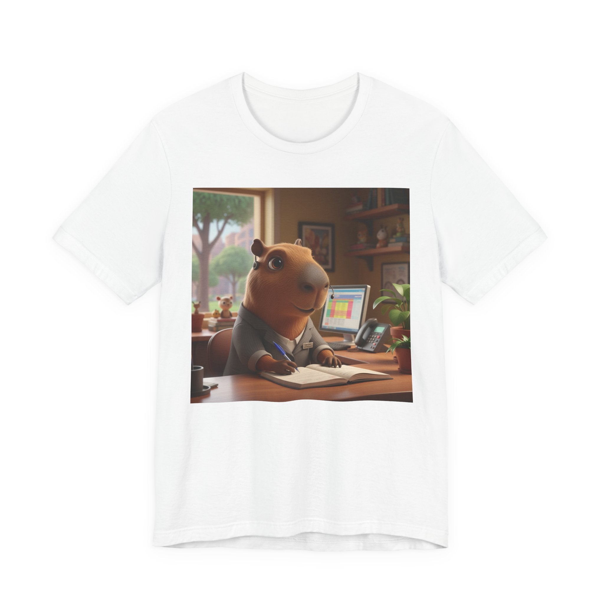 Capybara Receptionist — Cute Capybara Office Animal Illustration T-Shirt