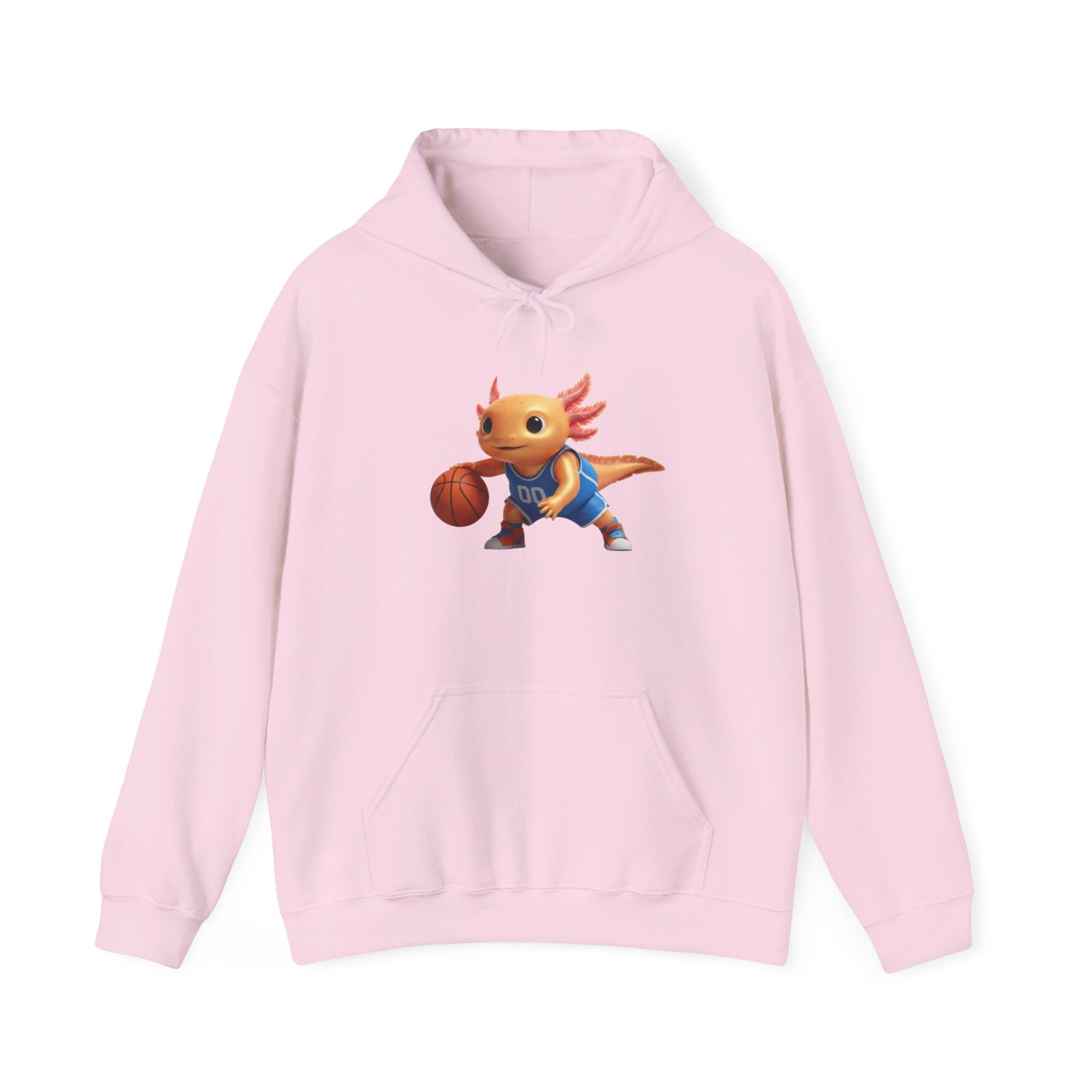 Axolotl Basketball Hoodie — Cute Axolotl Dribbling Graphic Sweatshirt