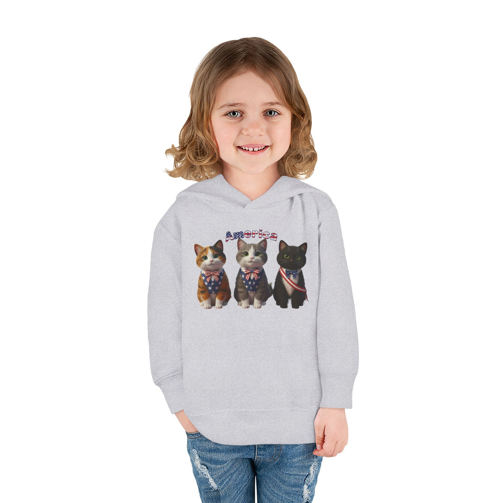 Kitties Toddler Hoodie — Patriotic Kittens "America" Fleece Pullover