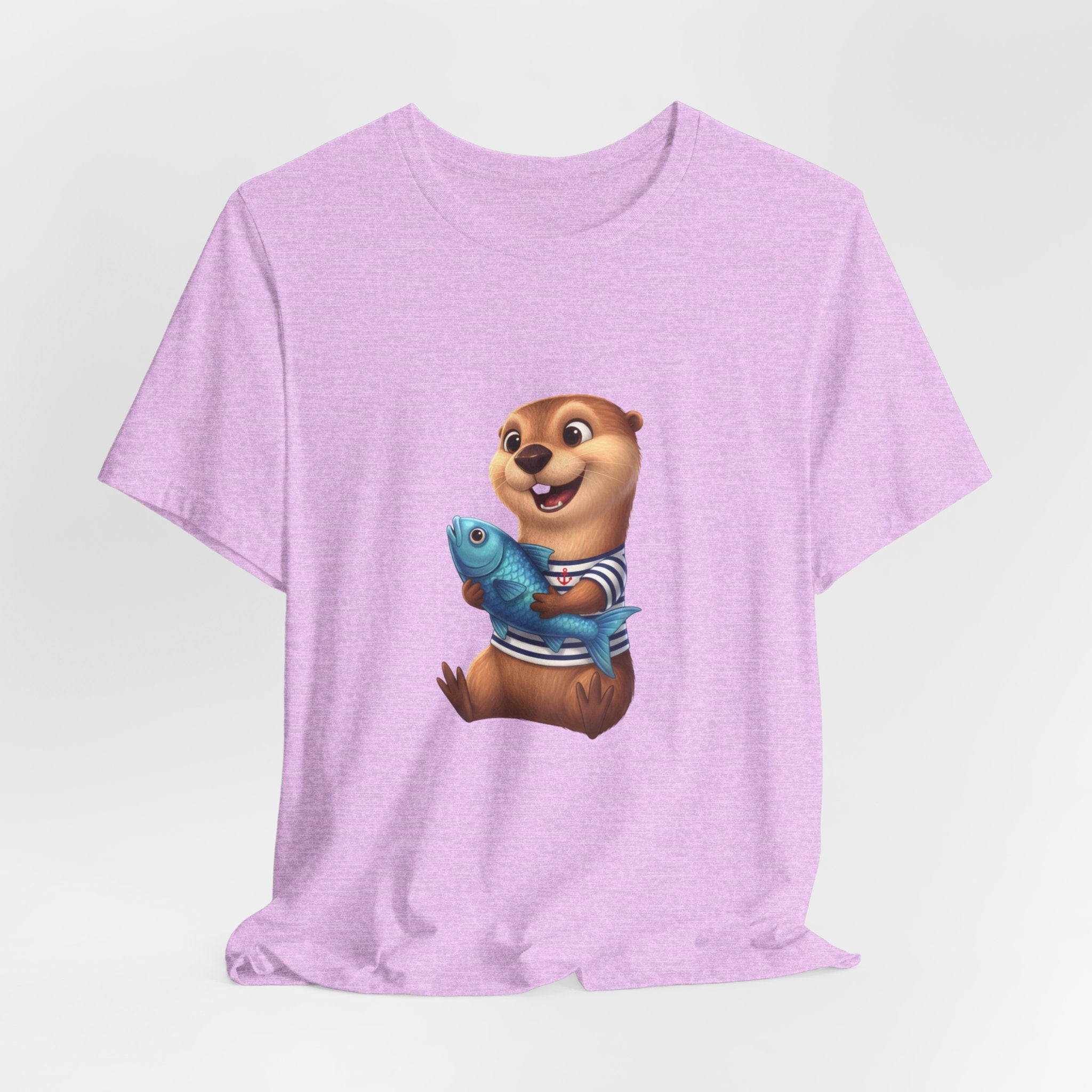 Otter Holding Fish Tee — Cute Marine Animal T-Shirt