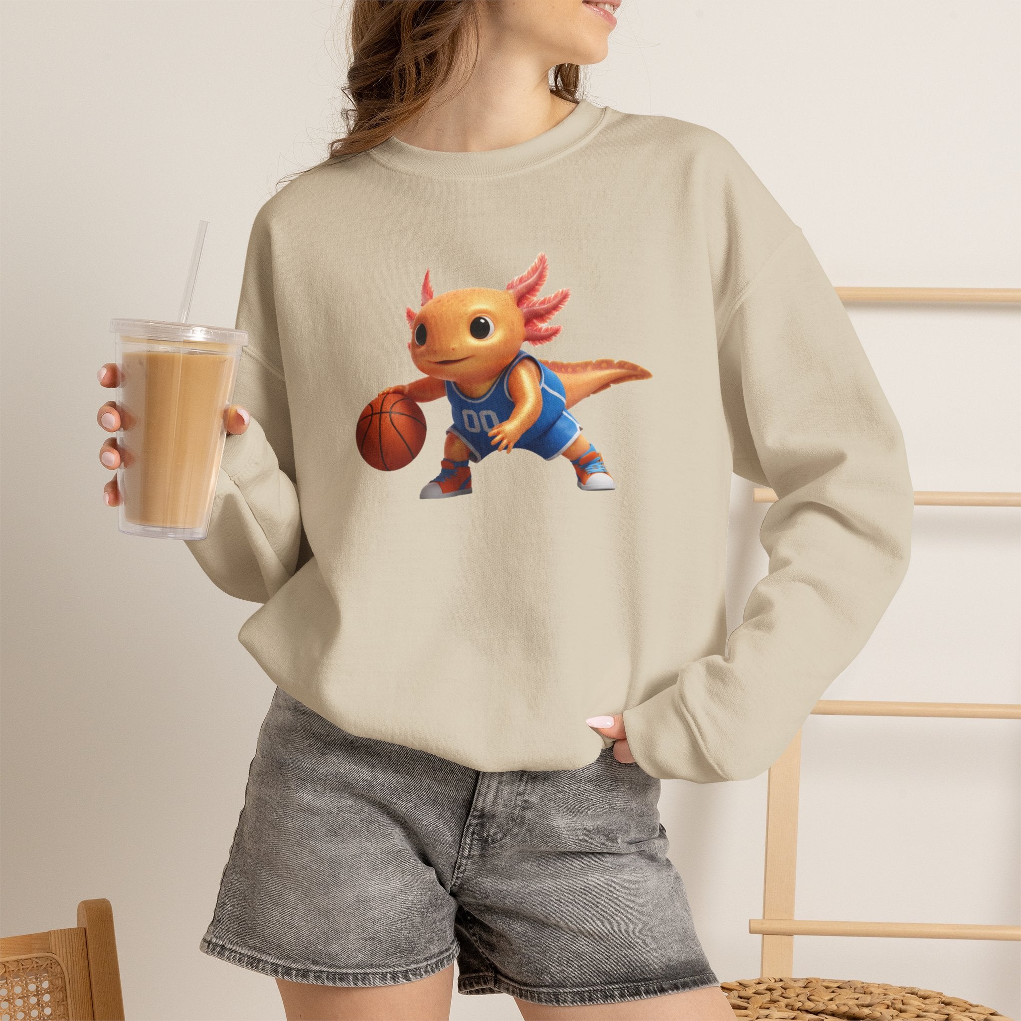 Axolotl Basketball Crewneck Sweatshirt