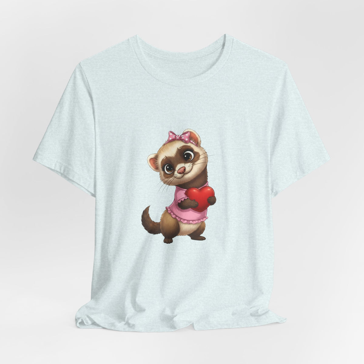Ferret Holding Heart Tee — Valentine’s Day Kids & Women’s Graphic Shirt