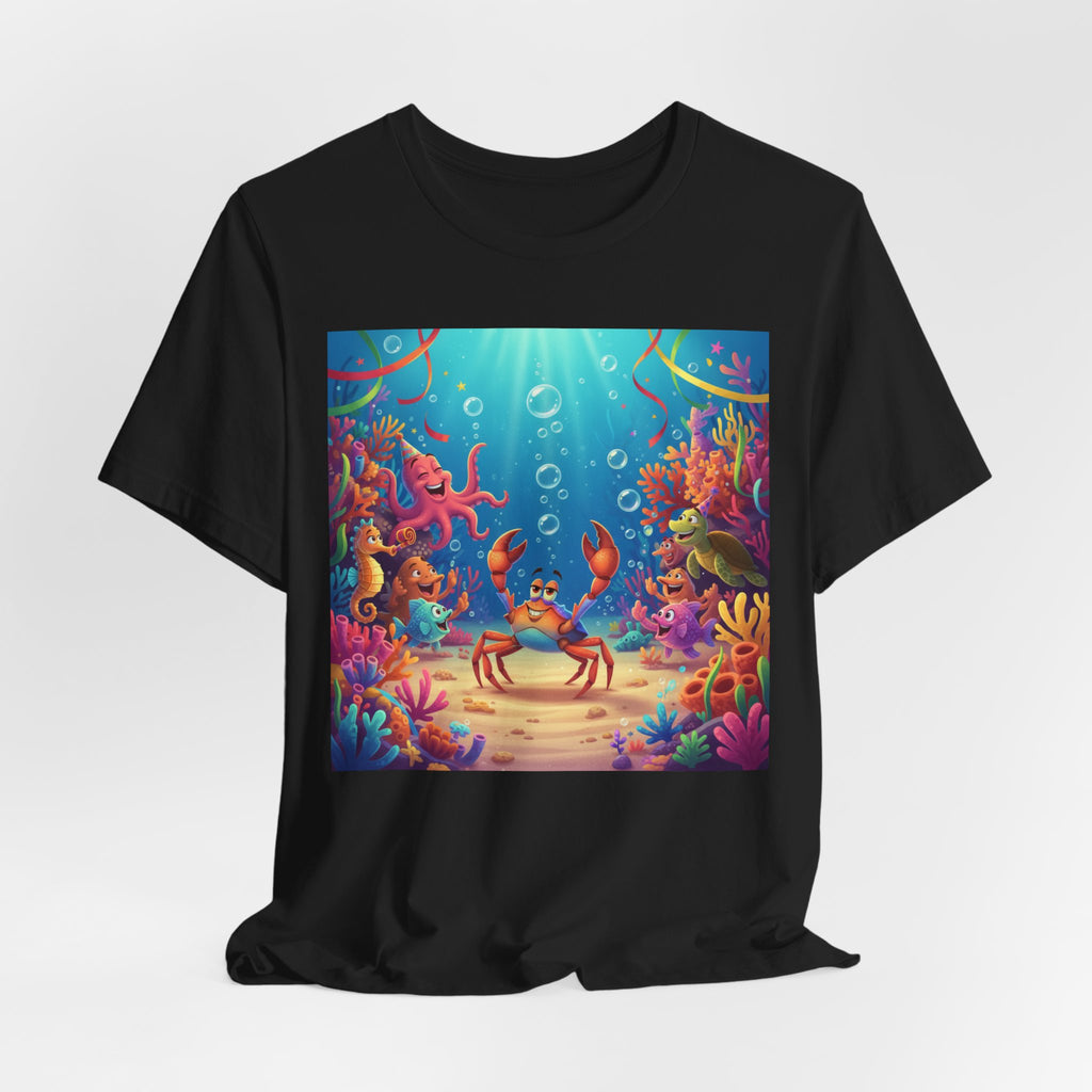 Sea Underwater Crab Cartoon T-Shirt — Colorful Ocean Life Kids Tee