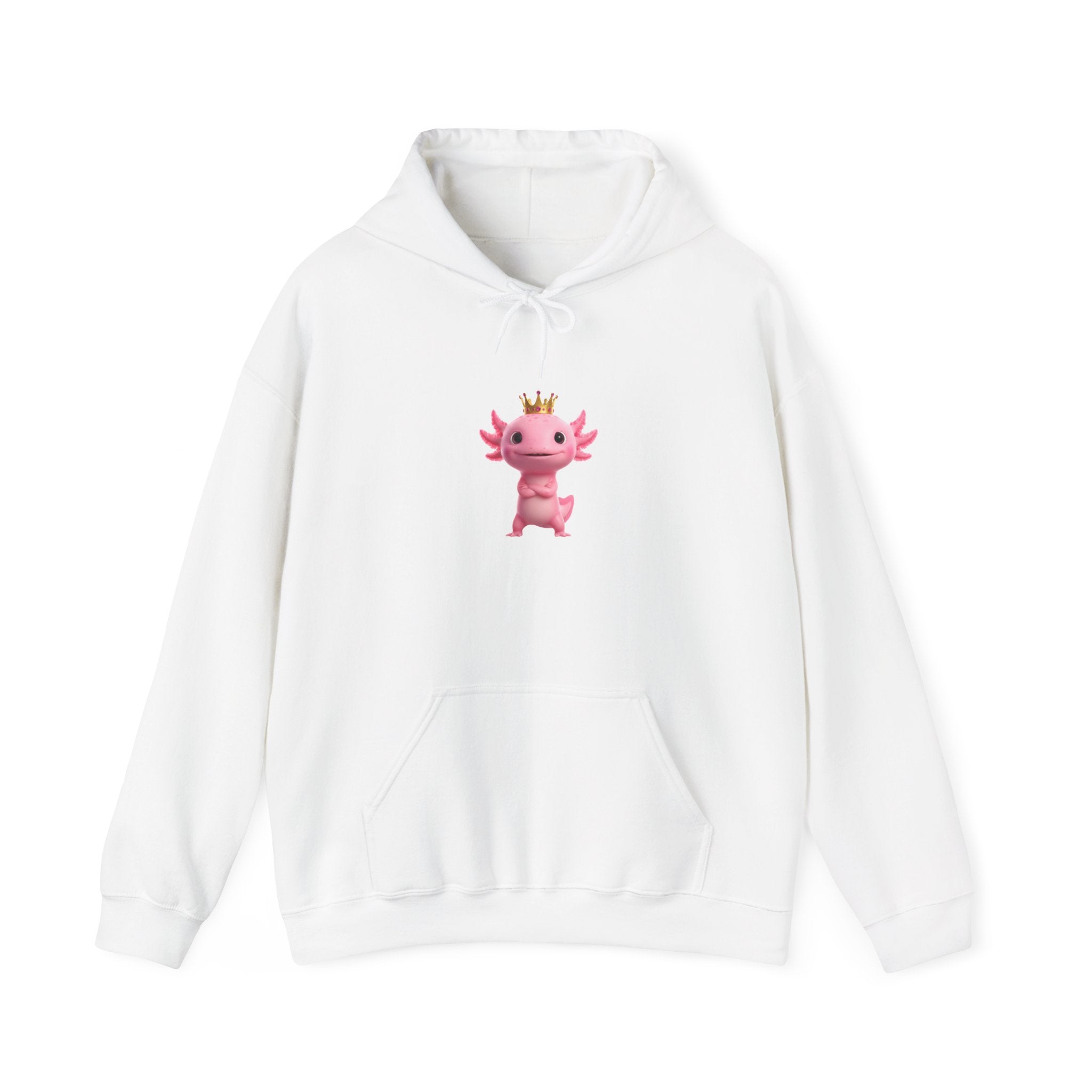 Axolotl Royal Hoodie — Cute Pink Axolotl with Crown Pullover