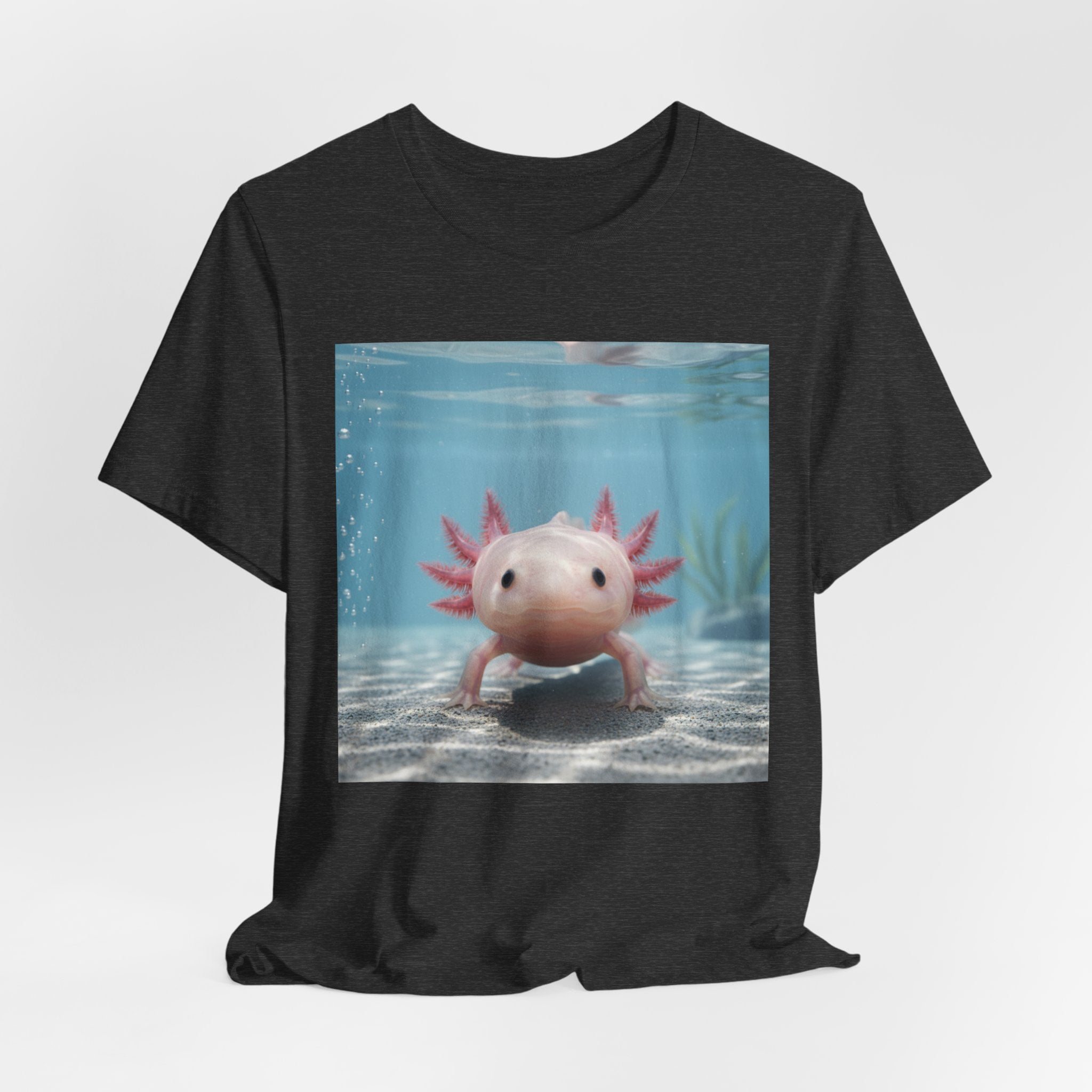 Axolotl Smiles Underwater Tee — Cute Pink Axolotl Graphic T‑Shirt