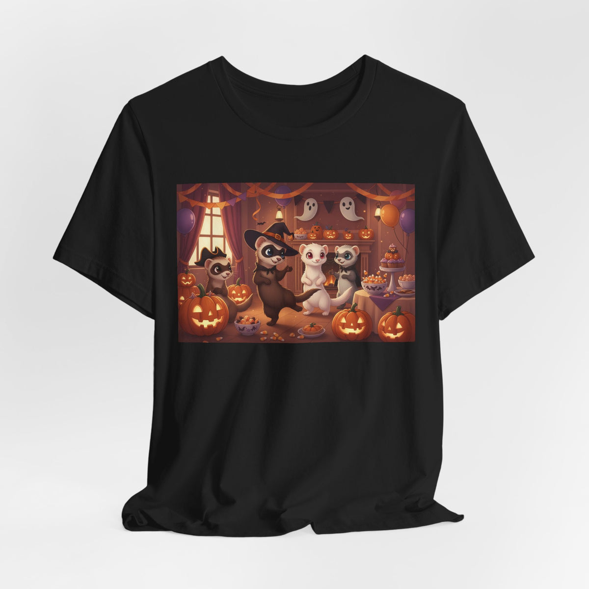 Ferrets Halloween Party & Pumpkins T‑Shirt