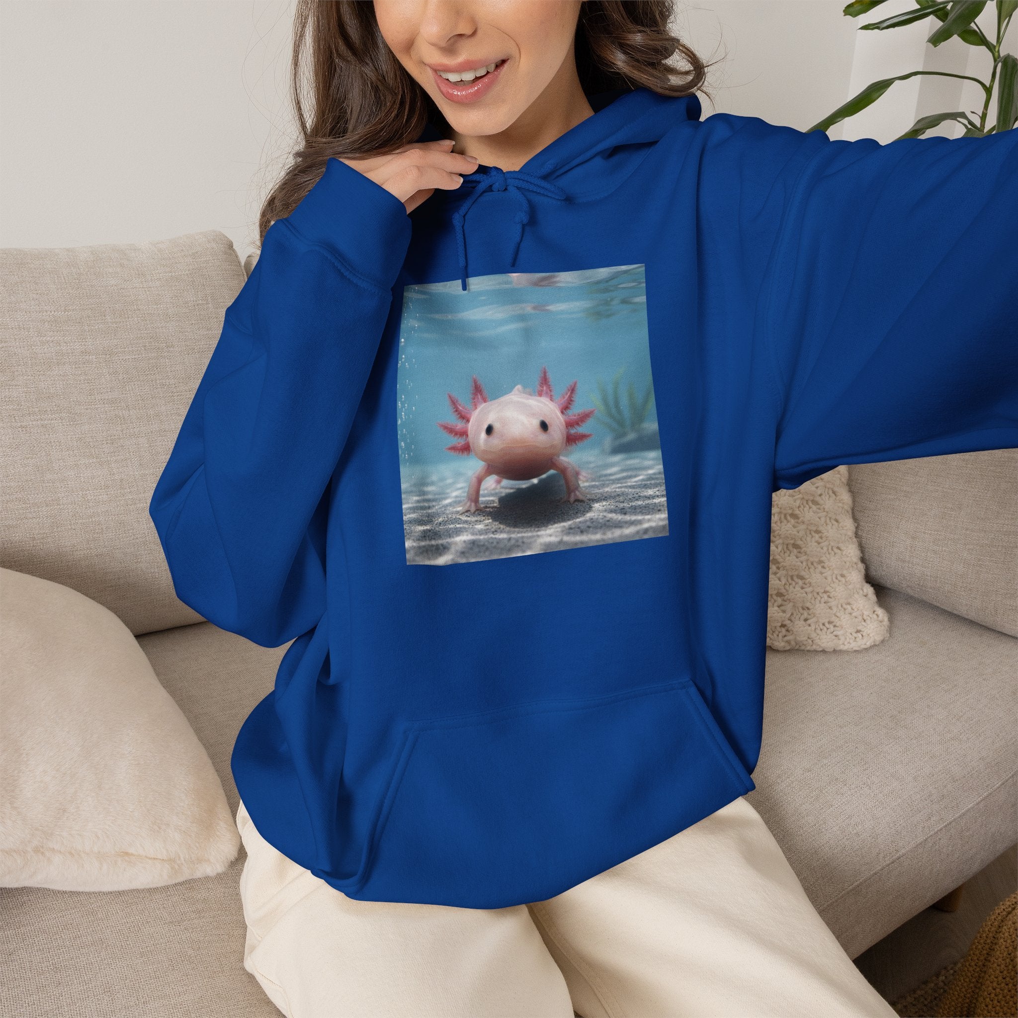 Axolotl Smiles Hoodie – Cute Aquatic Creature Pullover