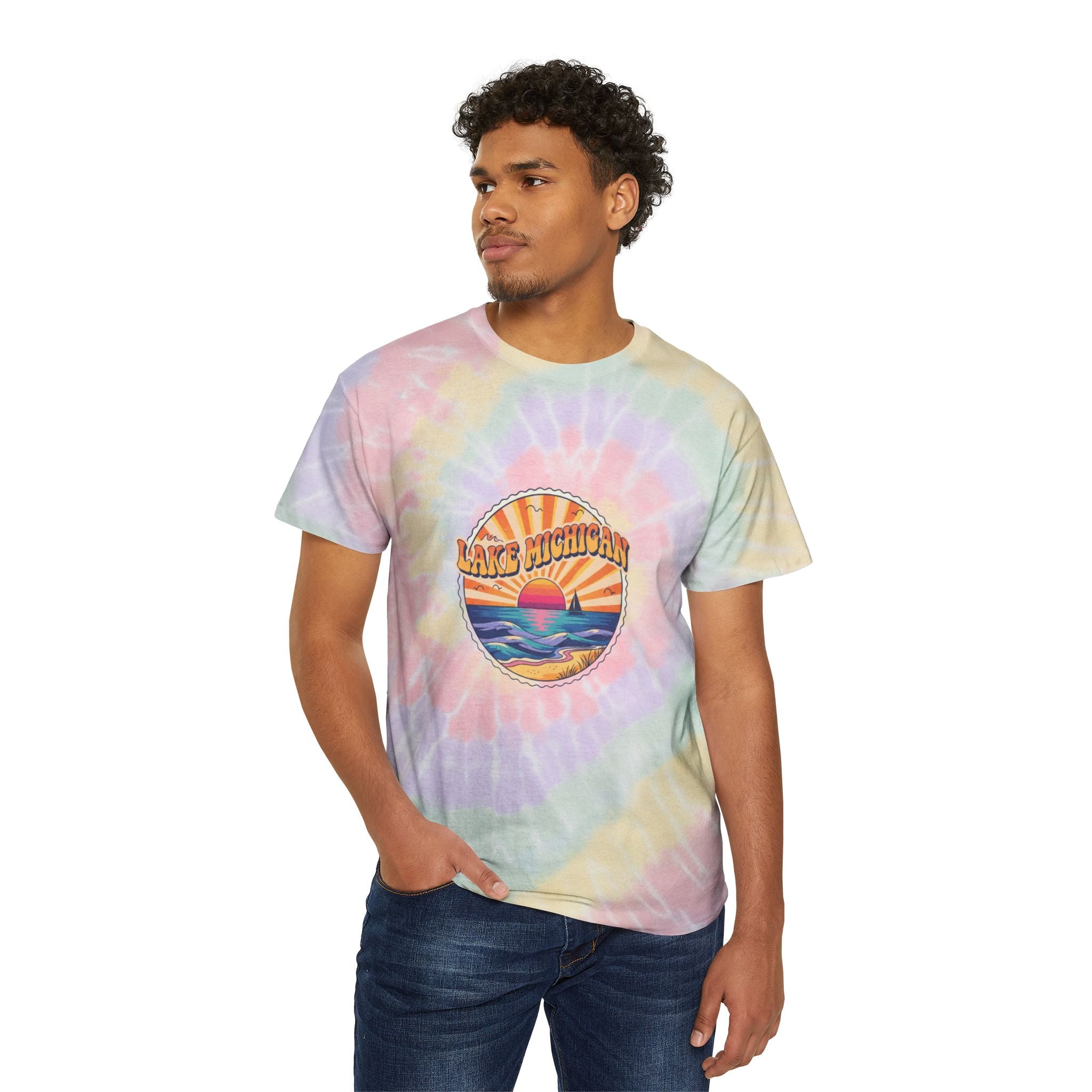 Lake Michigan Pastel Spiral Tie-Dye Tee