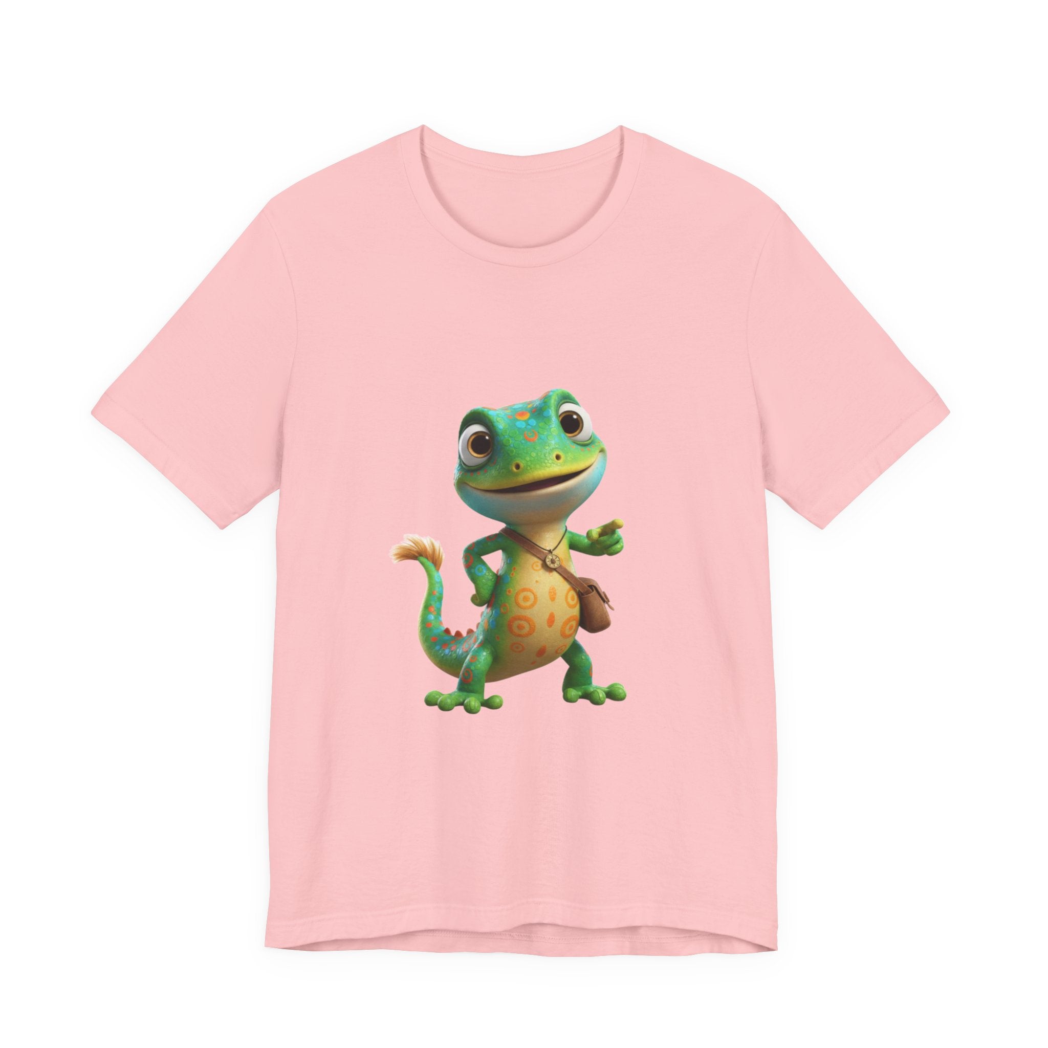 Cute Cartoon Gecko T‑Shirt — Friendly Green Lizard Graphic Tee