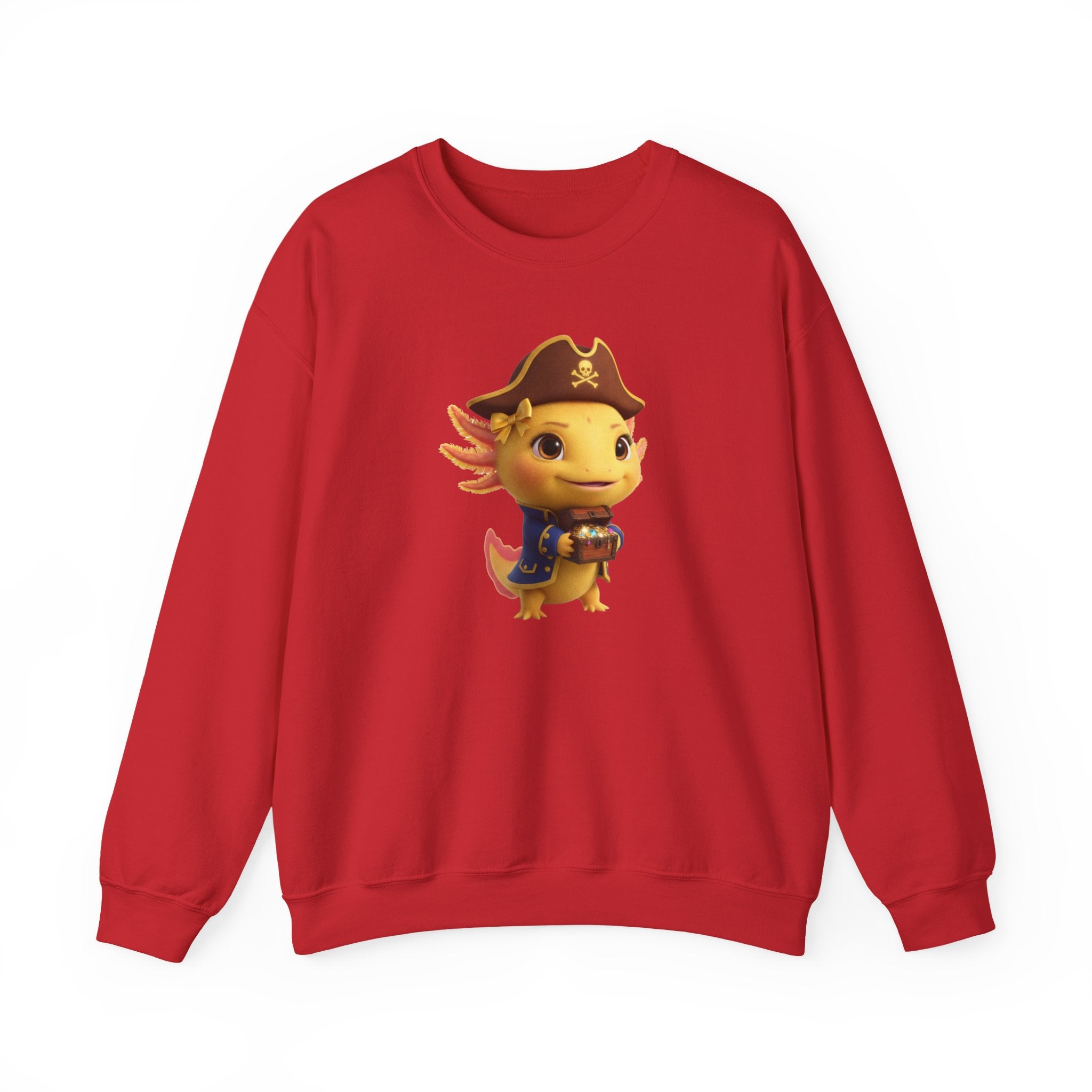 Axolotl Pirate Girl Crewneck Sweatshirt — Cute Pirate Axolotl Graphic
