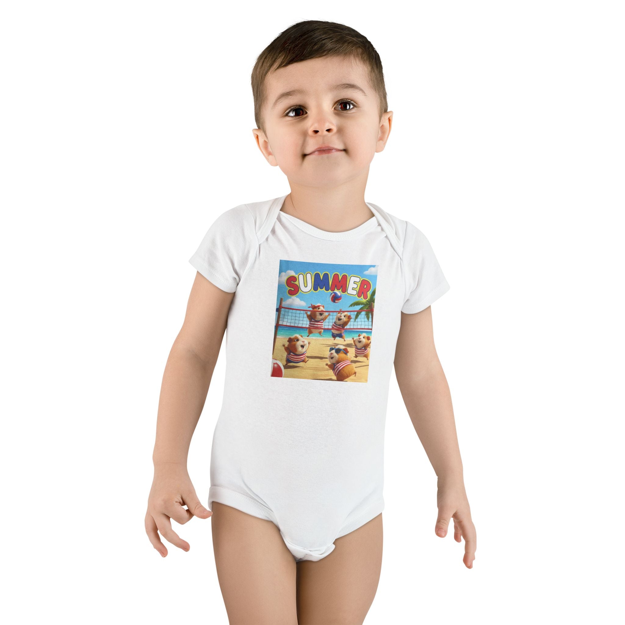 Guinea Pigs Summer Beach Baby Onesie® — Cute Guinea Pigs Volleyball Summer Bodysuit
