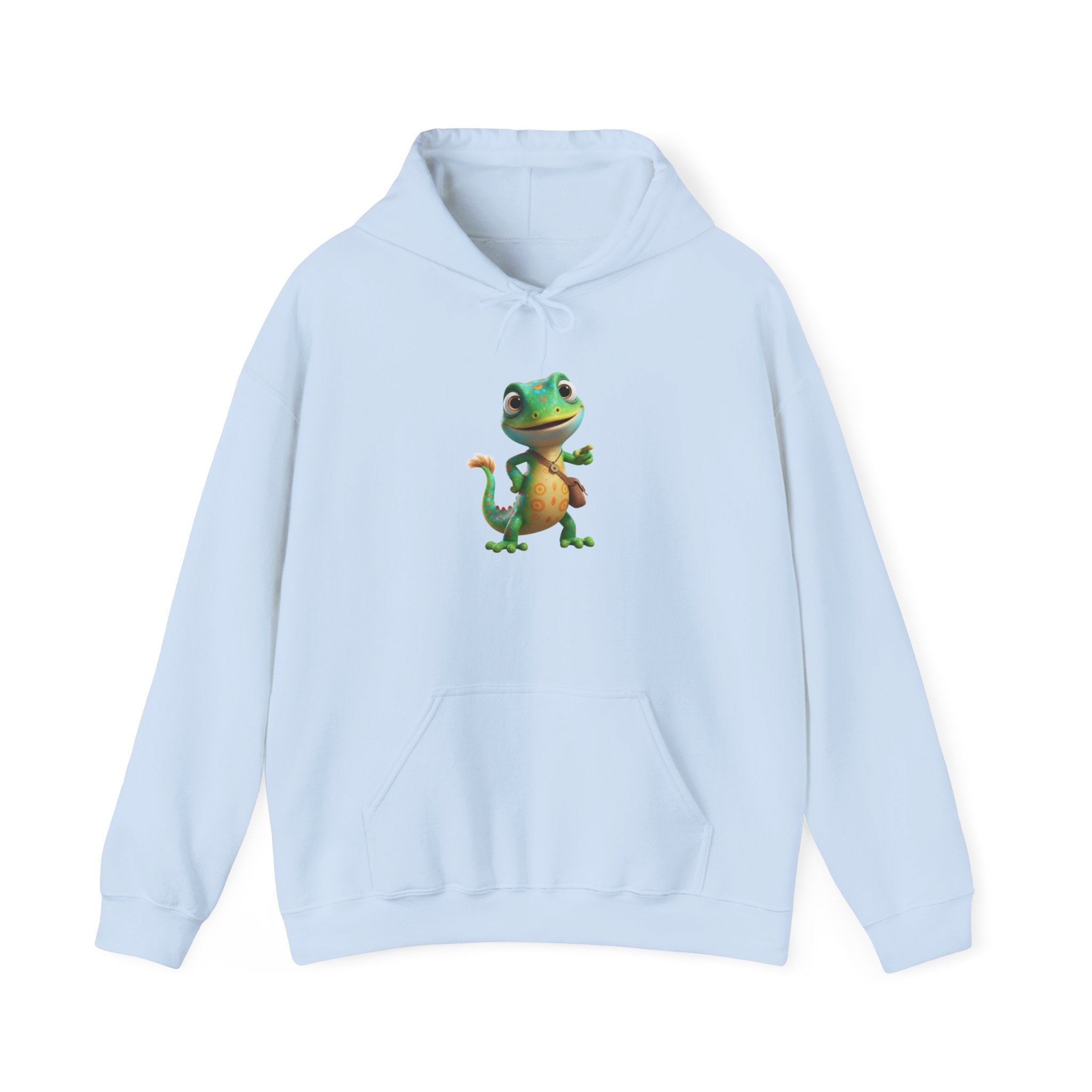 Cute Cartoon Gecko Hoodie — Playful Lizard Graphic Pullover