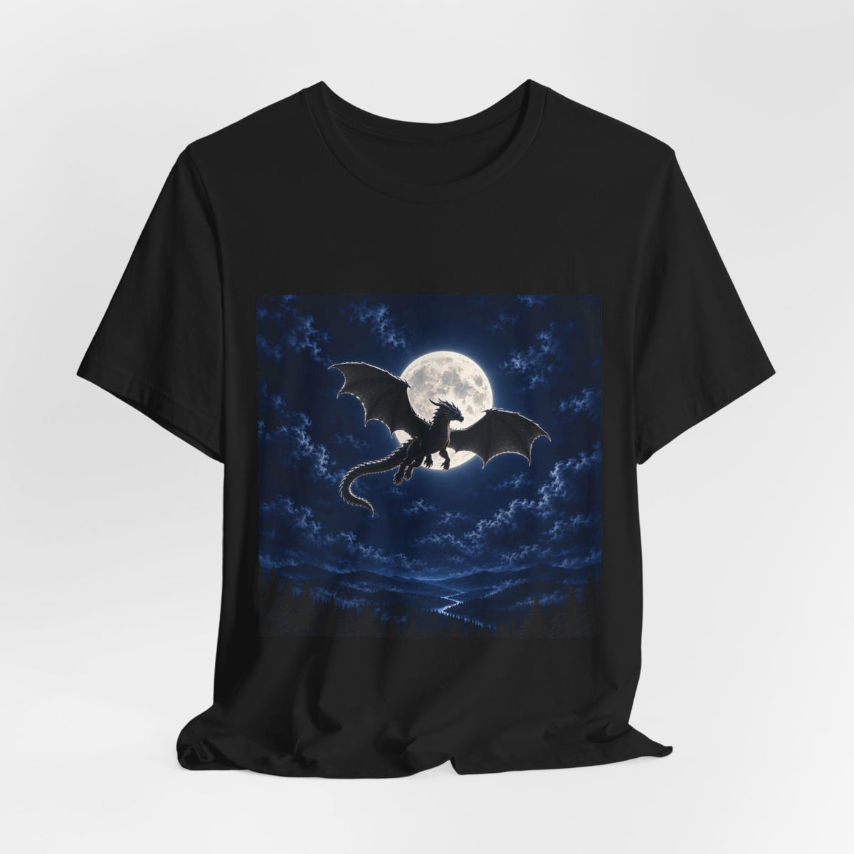 Dragon Silhouette T-Shirt — Moonlit Night Fantasy Tee