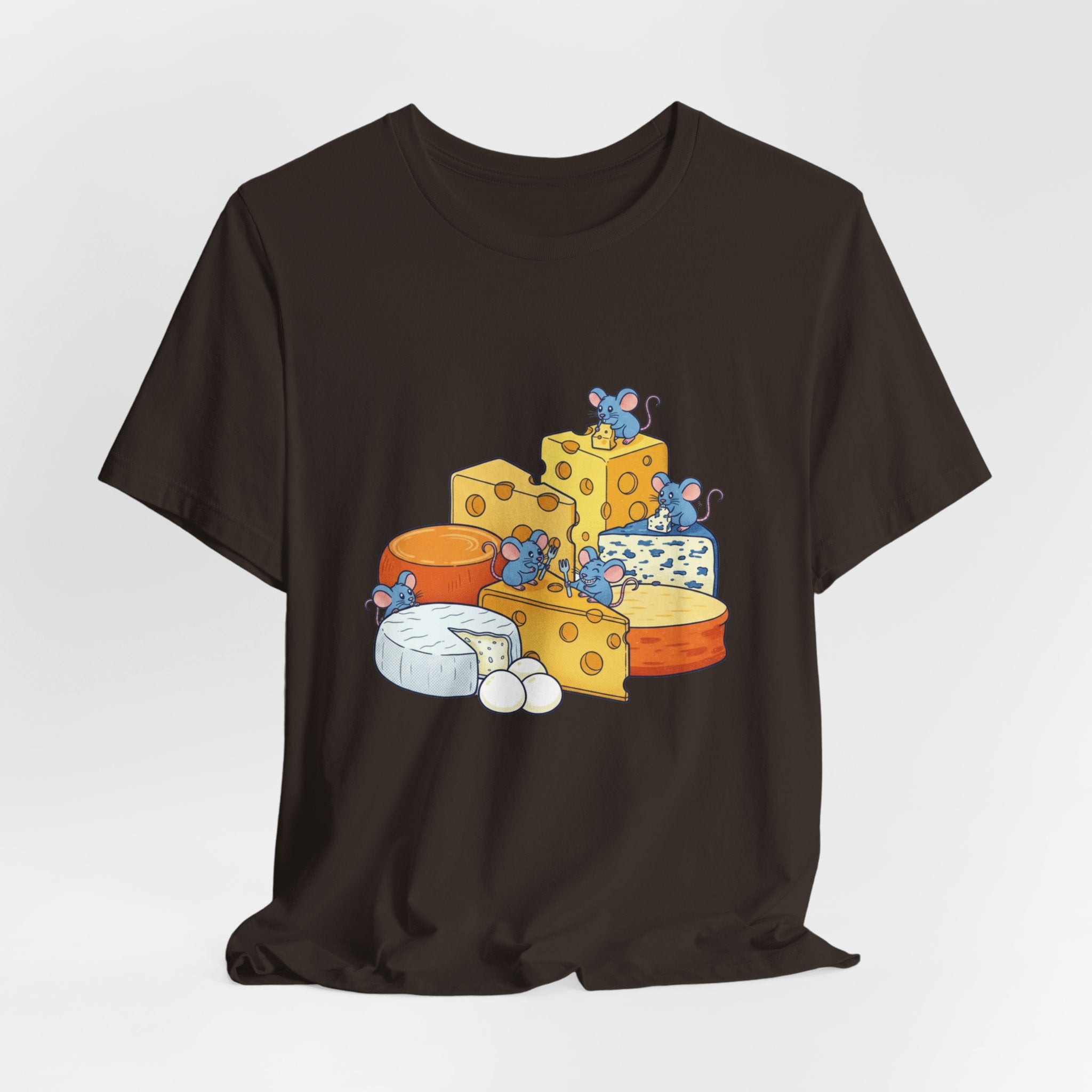 Cheese Platter T-Shirt — Cute Mice & Assorted Cheeses Tee