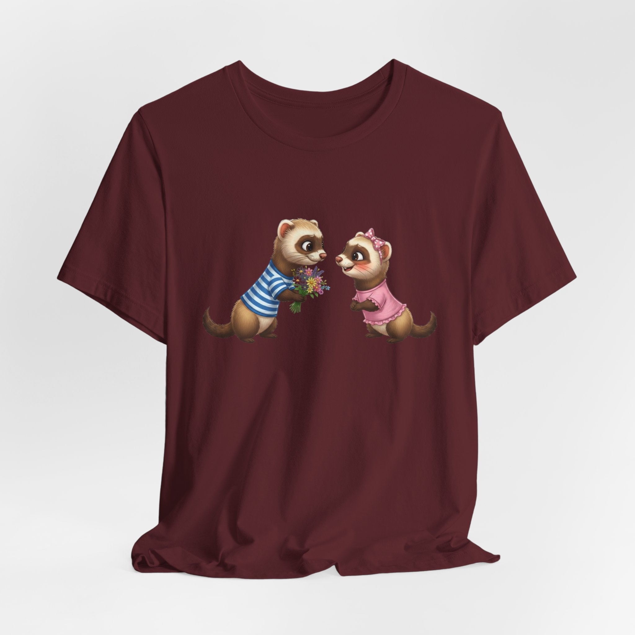Ferret Couple Cute Graphic Tee — Romantic Animal T-Shirt