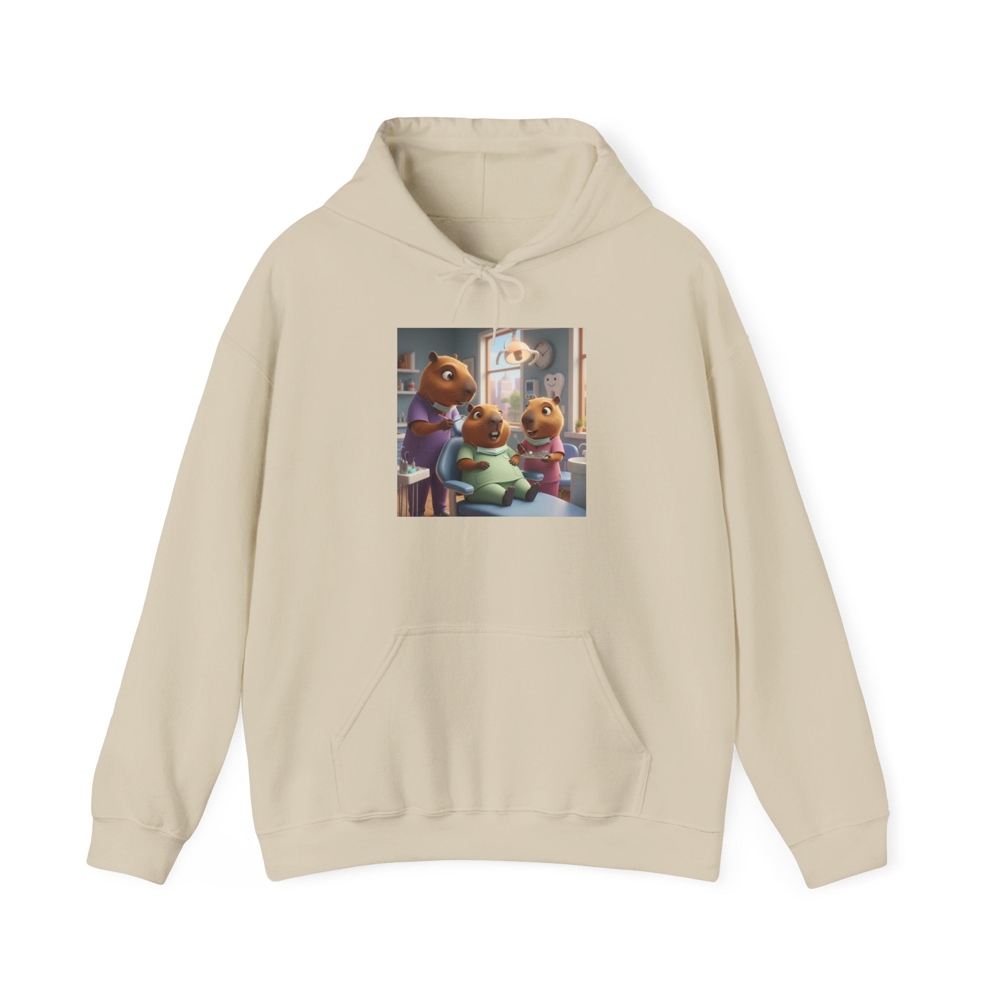 Capybara Dentist Scene Hoodie — Cute Animal Dental Pullover