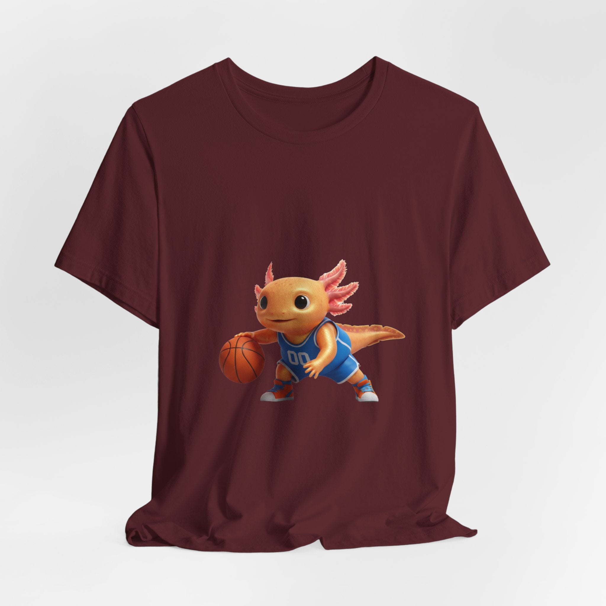 Axolotl Basketball Tee — Cute Axolotl Dribbling Graphic T-Shirt