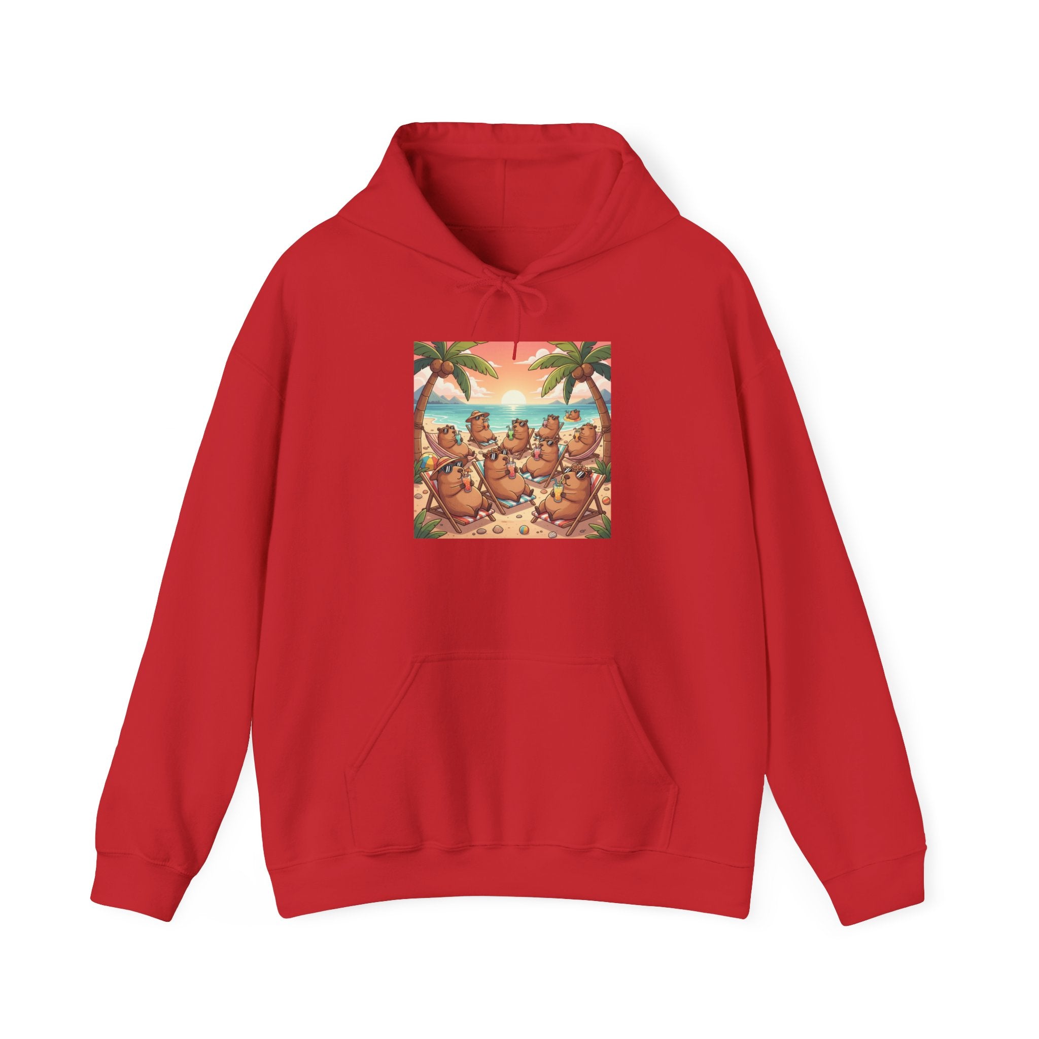 Capybaras on the Beach Hoodie — Tropical Beach Party Pullover