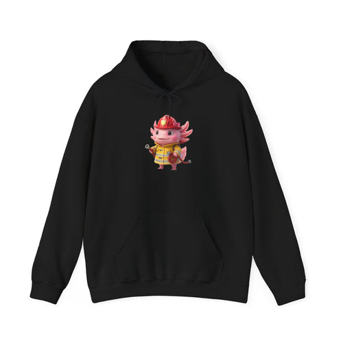 Axolotl Firefighter Girl Hoodie — Cute Rescue Crew Sweatshirt