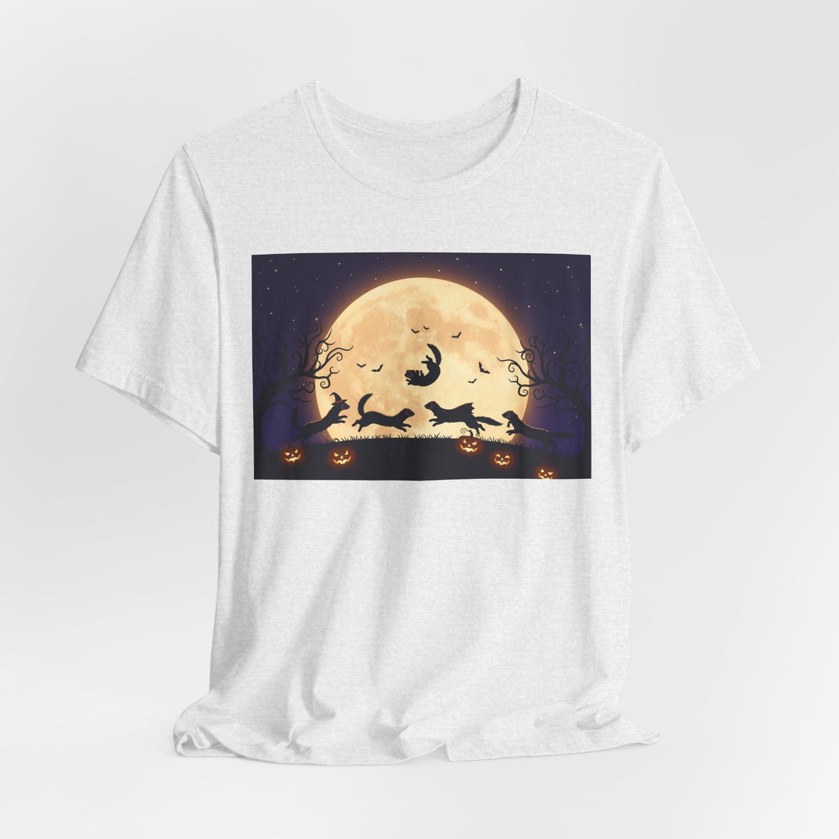 Ferrets Halloween Moon T‑Shirt — Spooky Full Moon Pumpkin Night Tee