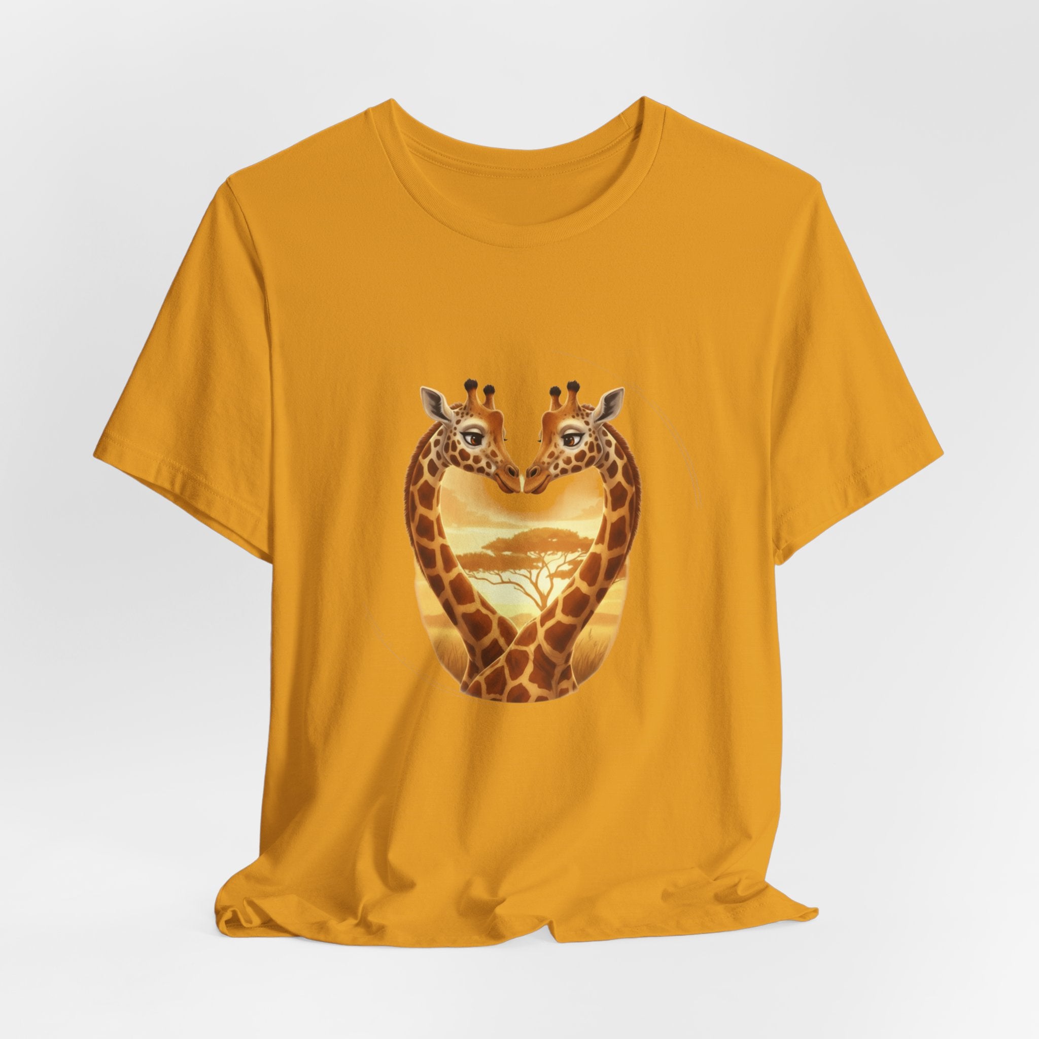 Giraffe Heart Tee — Sunset Safari Animal Graphic Shirt