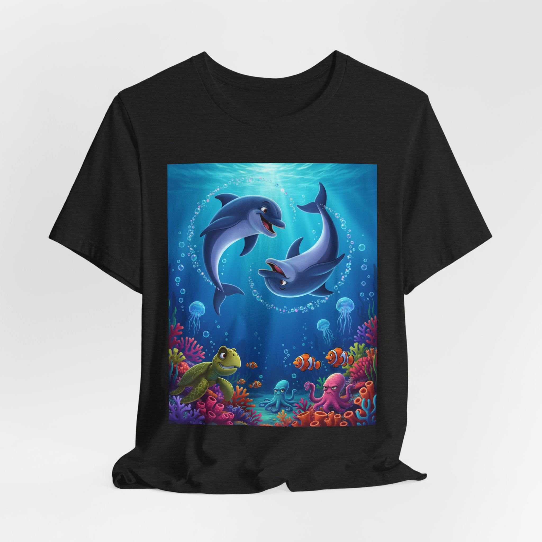 Dolphin Underwater Scene T-Shirt — Playful Ocean Wildlife Tee