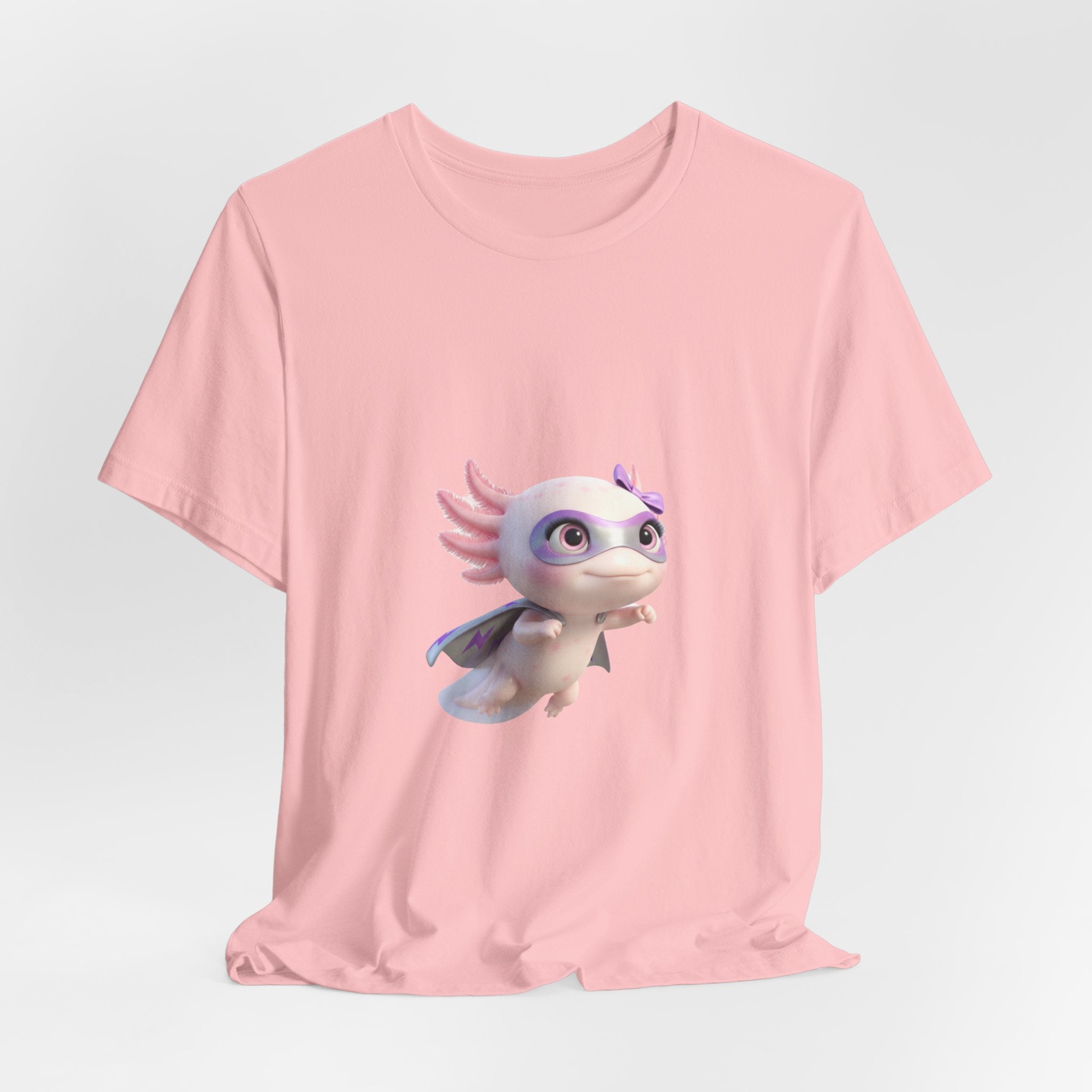 Axolotl Superhero Tee — Pastel Flying Axolotl Graphic Shirt
