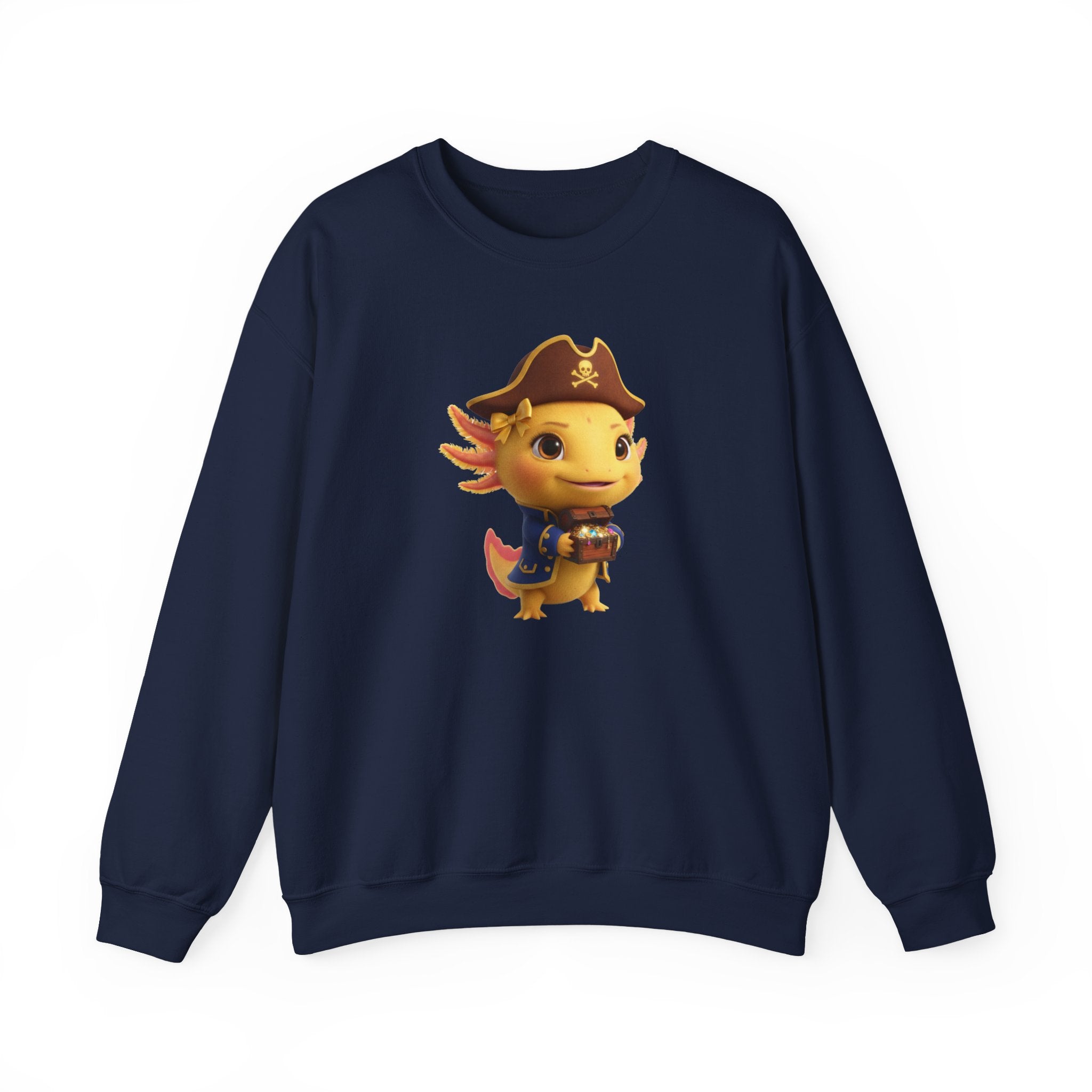 Axolotl Pirate Girl Crewneck Sweatshirt — Cute Pirate Axolotl Graphic