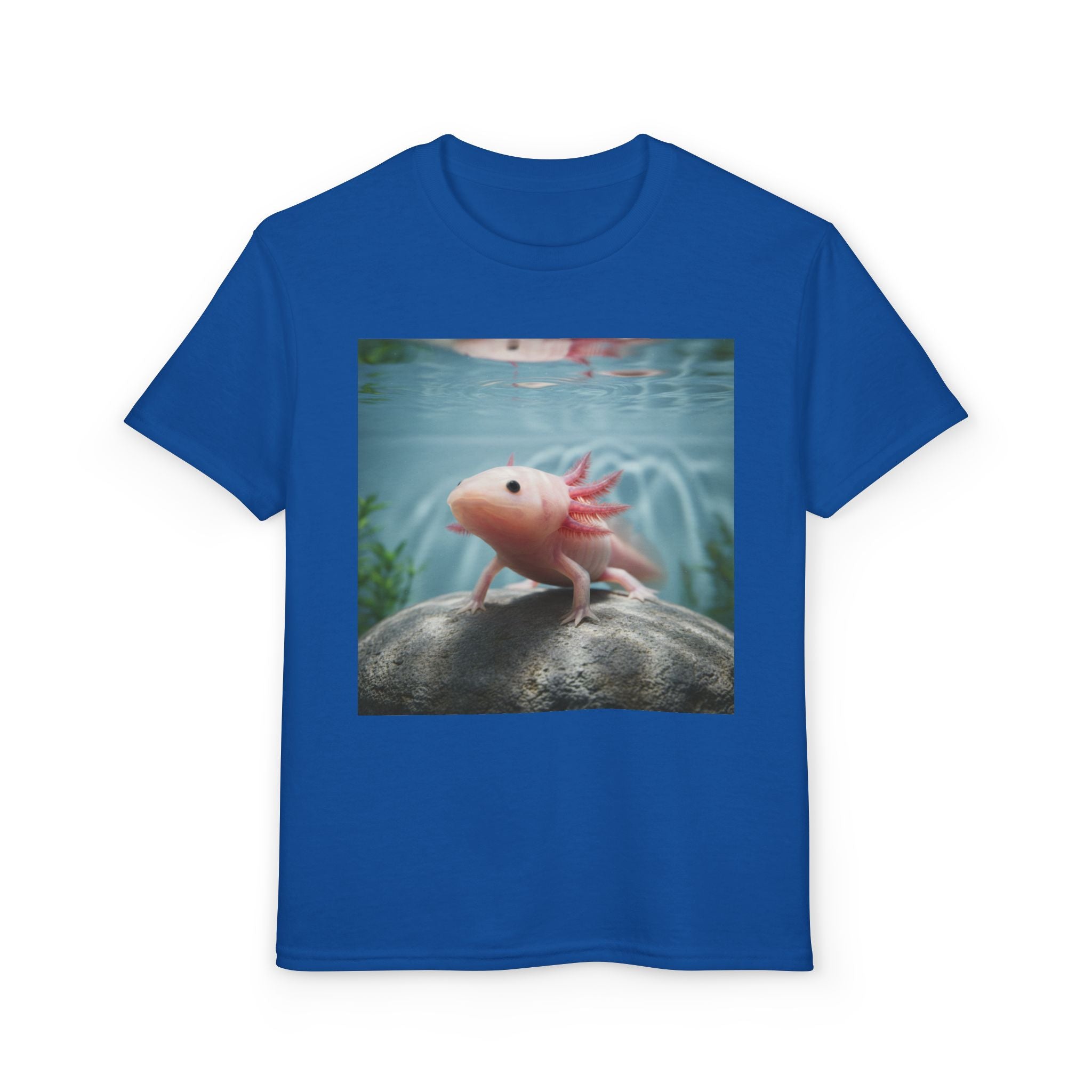 Axolotl Kids T‑Shirt – Cute Pink Axolotl Aquarium Design