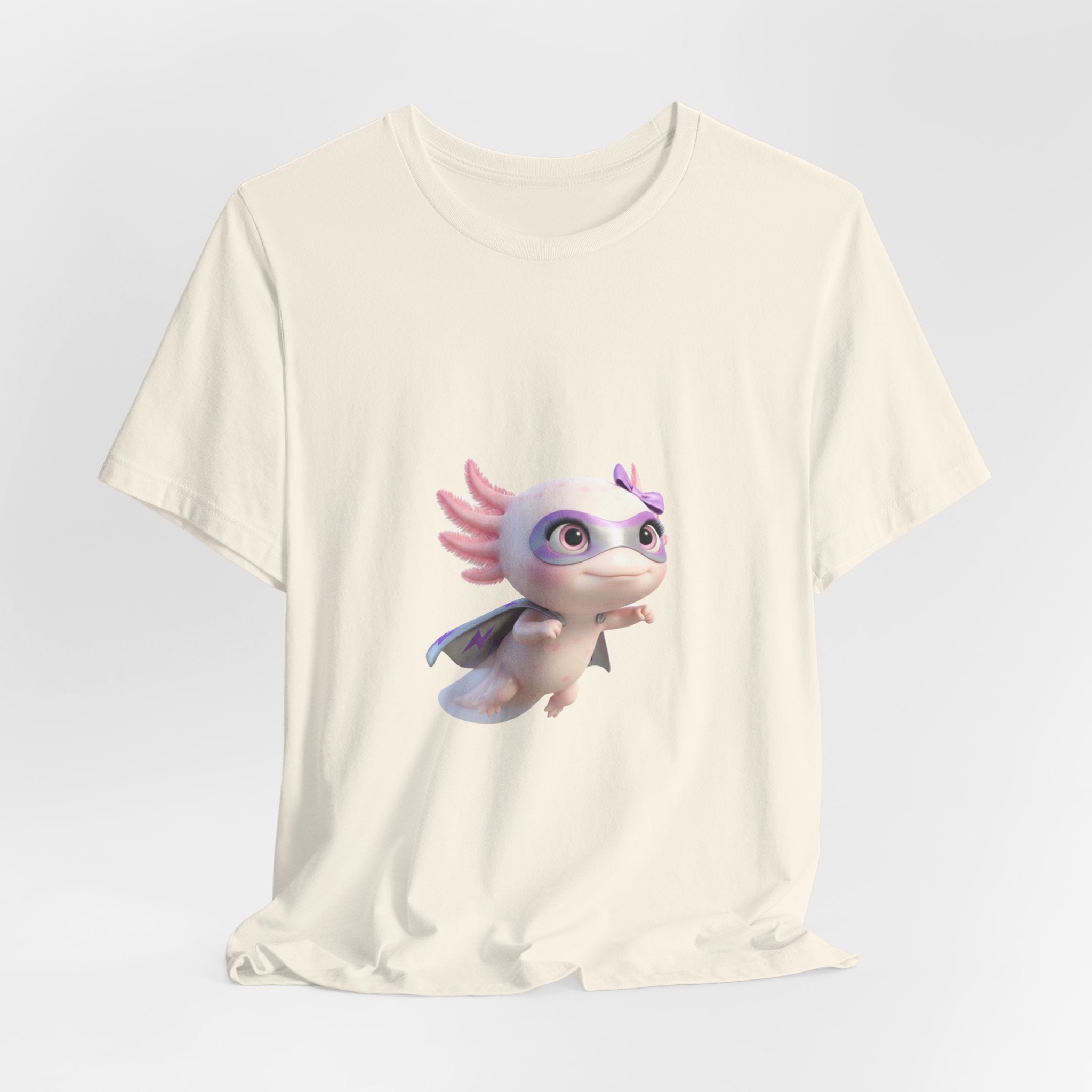 Axolotl Superhero Tee — Pastel Flying Axolotl Graphic Shirt