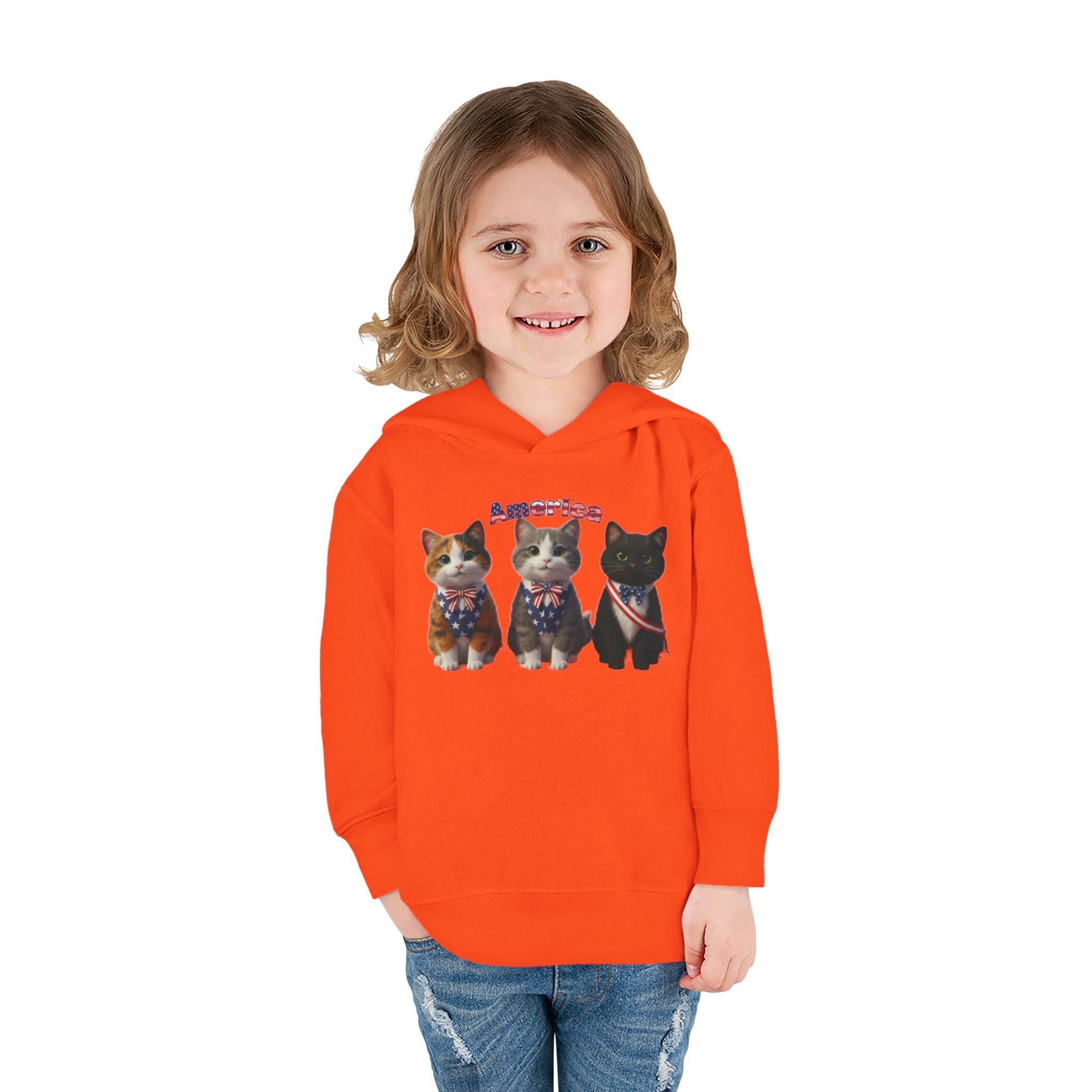 Kitties Toddler Hoodie — Patriotic Kittens "America" Fleece Pullover