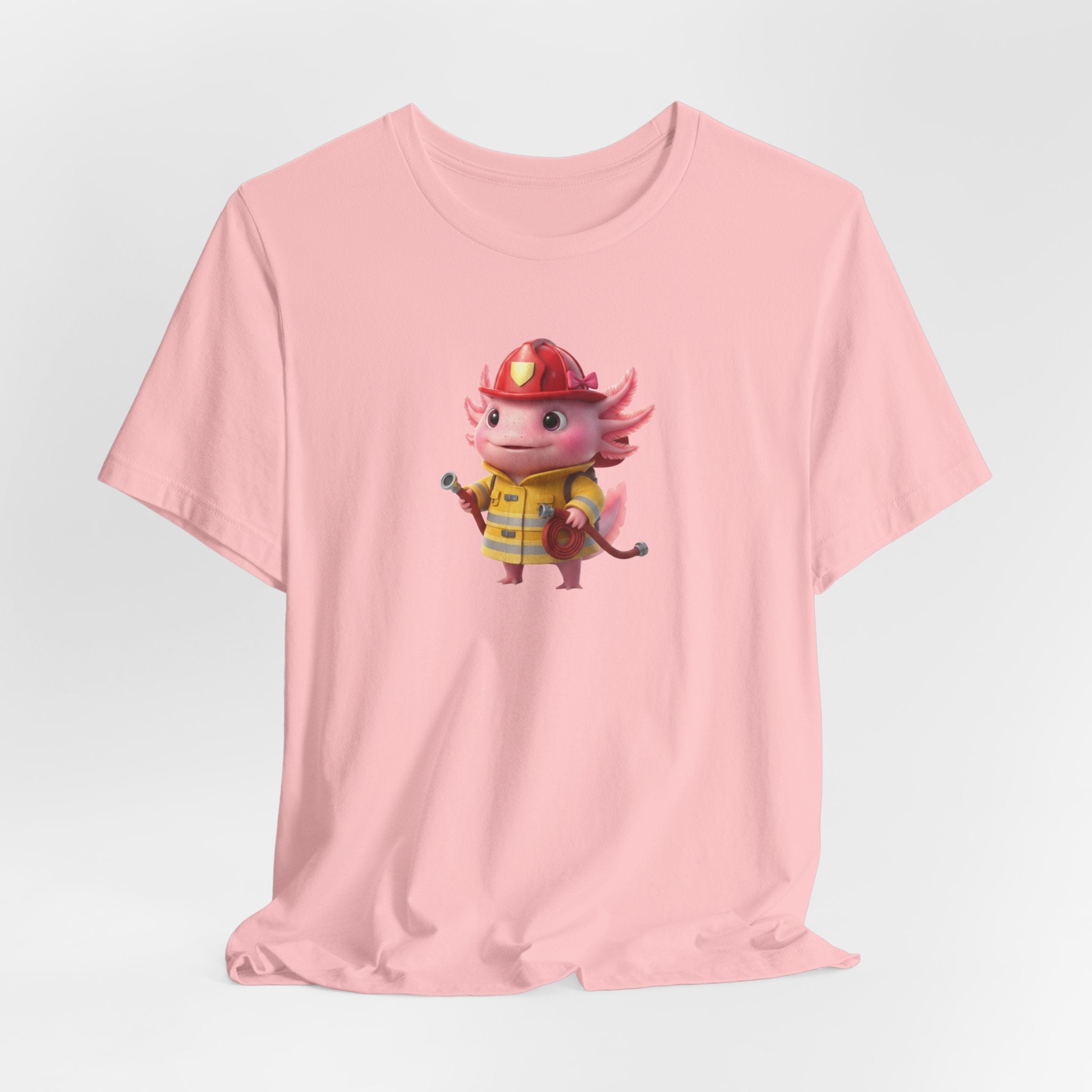 Axolotl Firefighter Girl T-Shirt — Cute Kid’s Firefighter Axolotl Graphic Tee