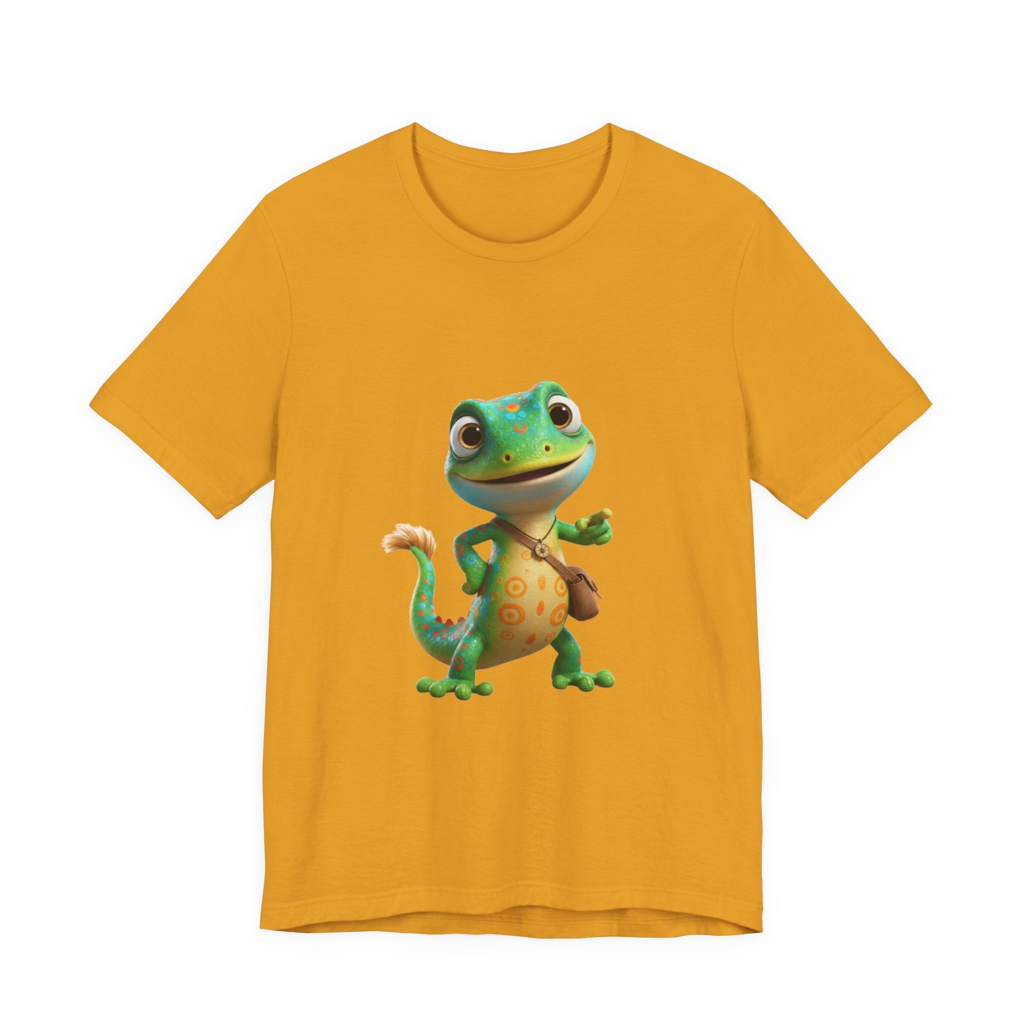 Cute Cartoon Gecko T‑Shirt — Friendly Green Lizard Graphic Tee