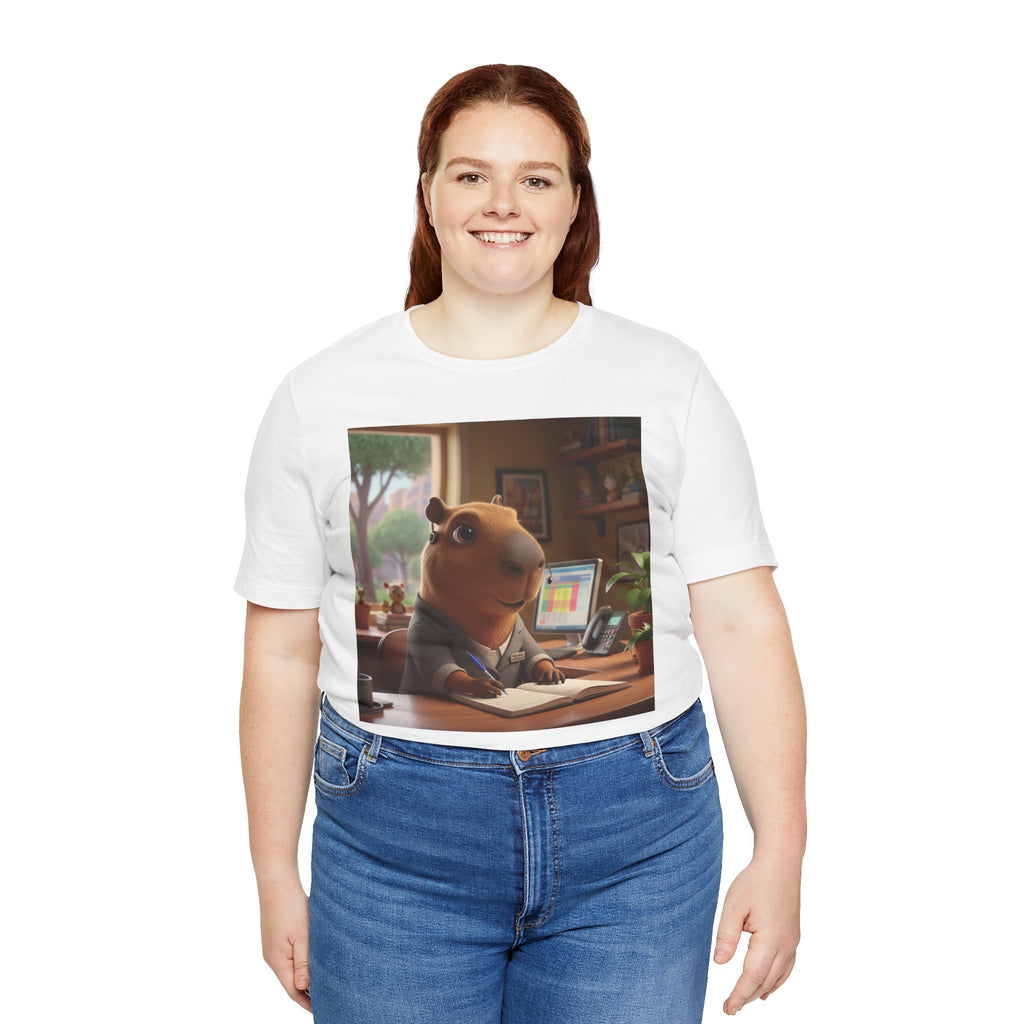 Capybara Receptionist — Cute Capybara Office Animal Illustration T-Shirt