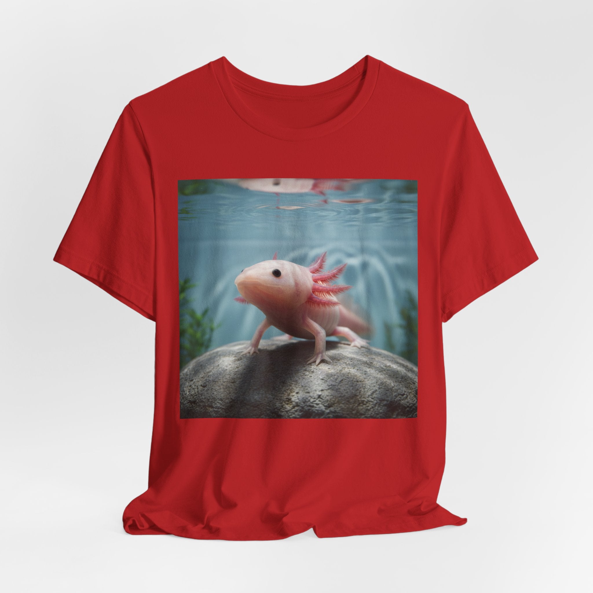 Axolotl Aquarium T‑Shirt — Cute Pink Axolotl Underwater Graphic Tee
