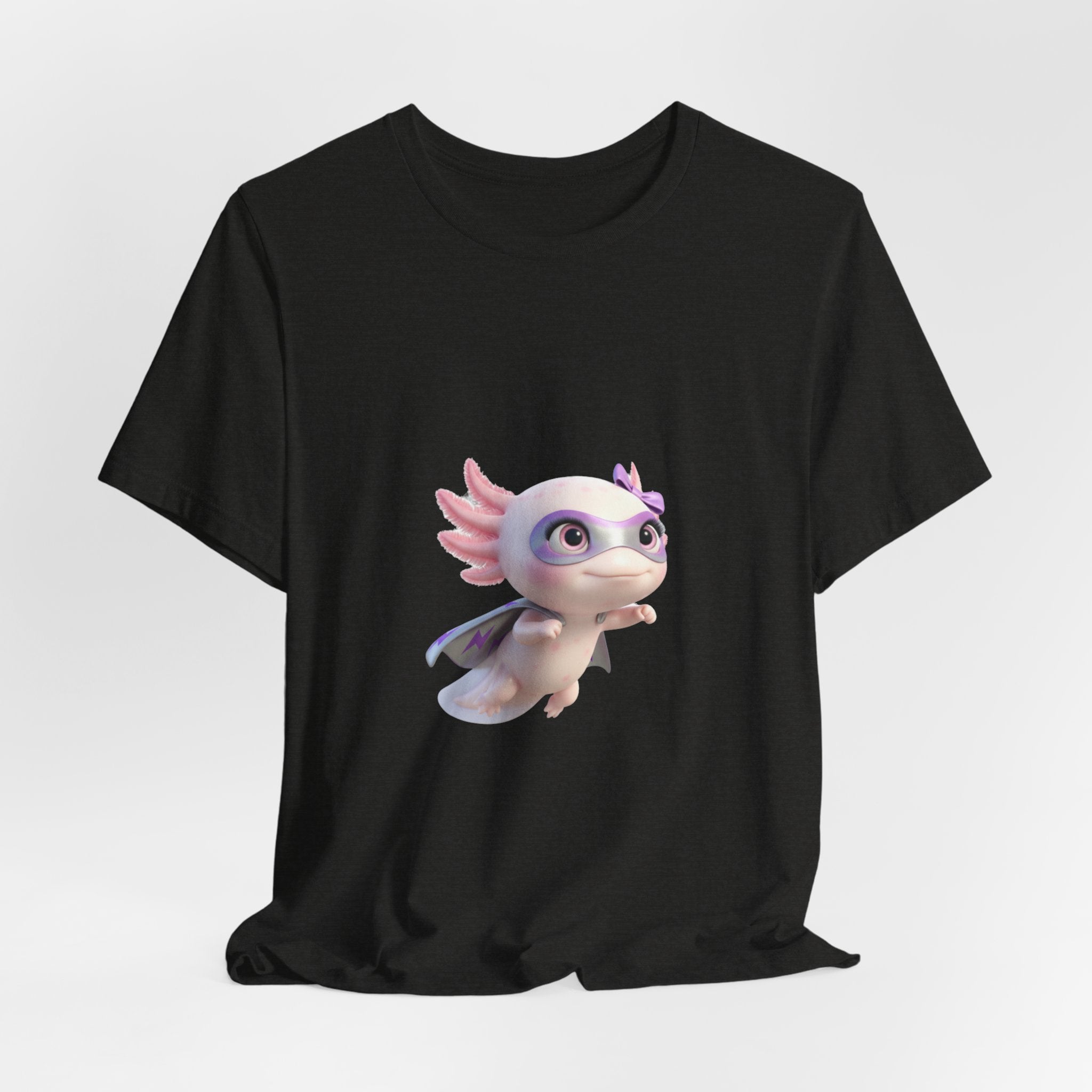 Axolotl Superhero Tee — Pastel Flying Axolotl Graphic Shirt