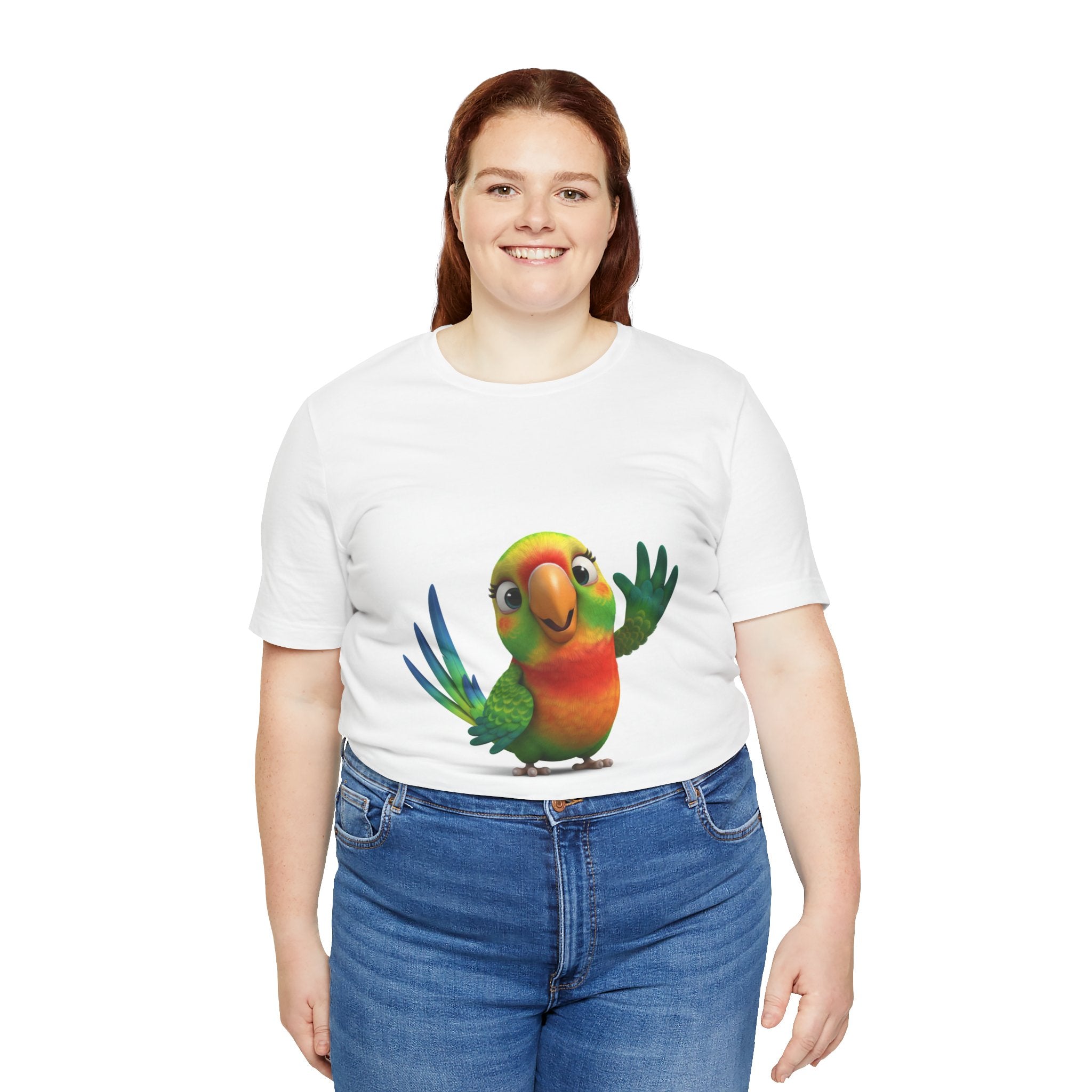 Cute Colorful Parrot T-Shirt — Waving Tropical Bird Tee for Kids & Bird Lovers