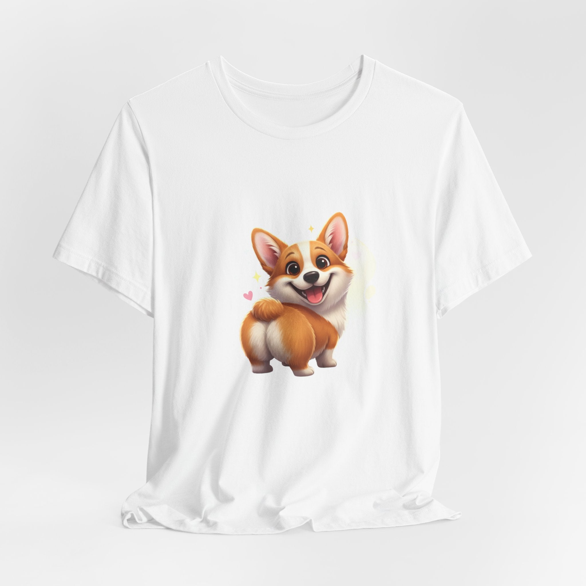 Cute Smiling Corgi T-Shirt — Adorable Cartoon Dog Tee for Pet Lovers