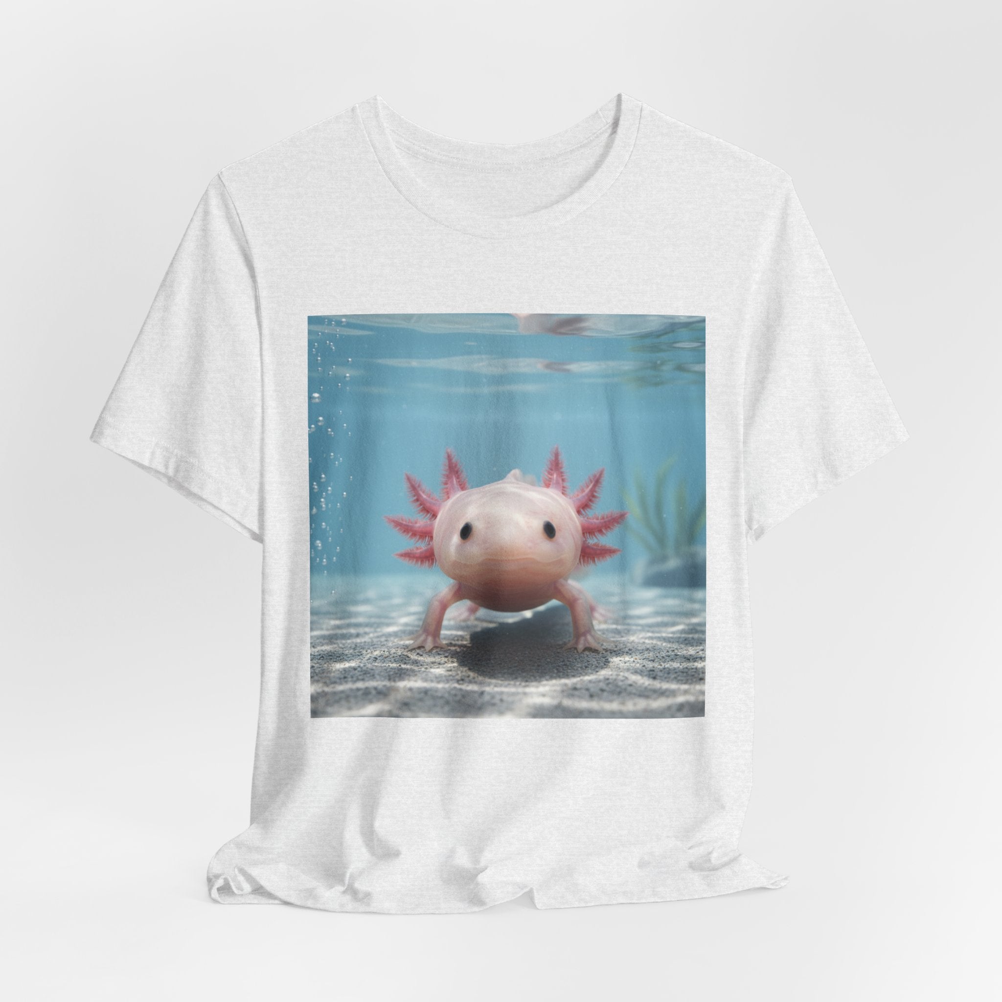 Axolotl Smiles Underwater Tee — Cute Pink Axolotl Graphic T‑Shirt