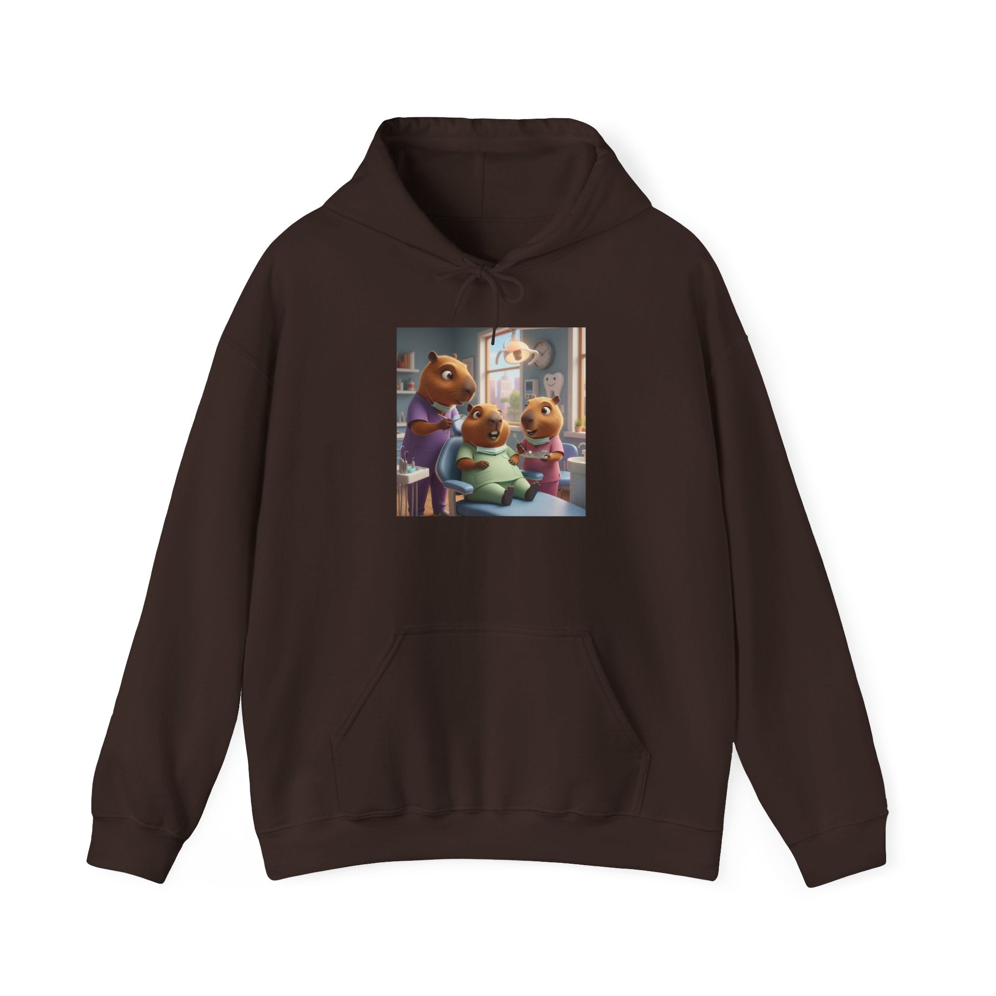 Capybara Dentist Scene Hoodie — Cute Animal Dental Pullover