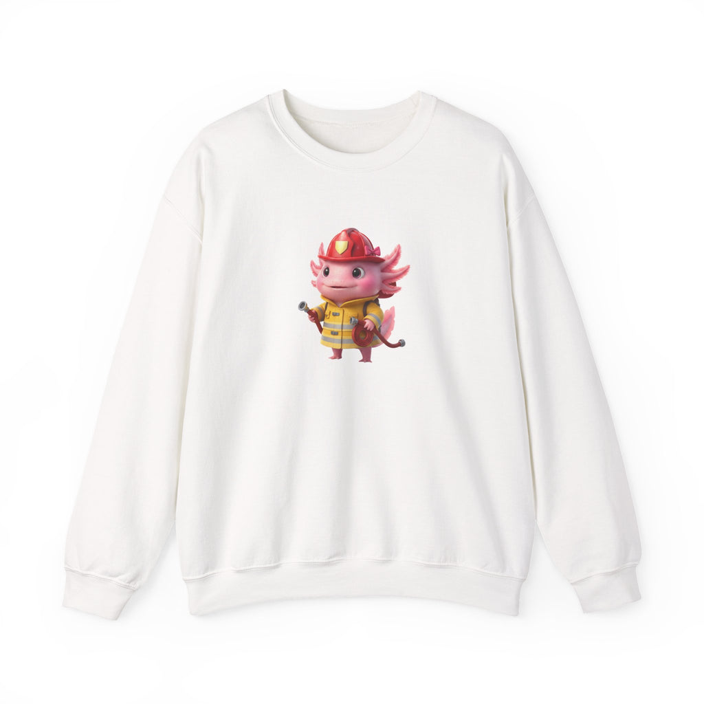 Axolotl Firefighter Sweatshirt - Cute Kids Crewneck Gift