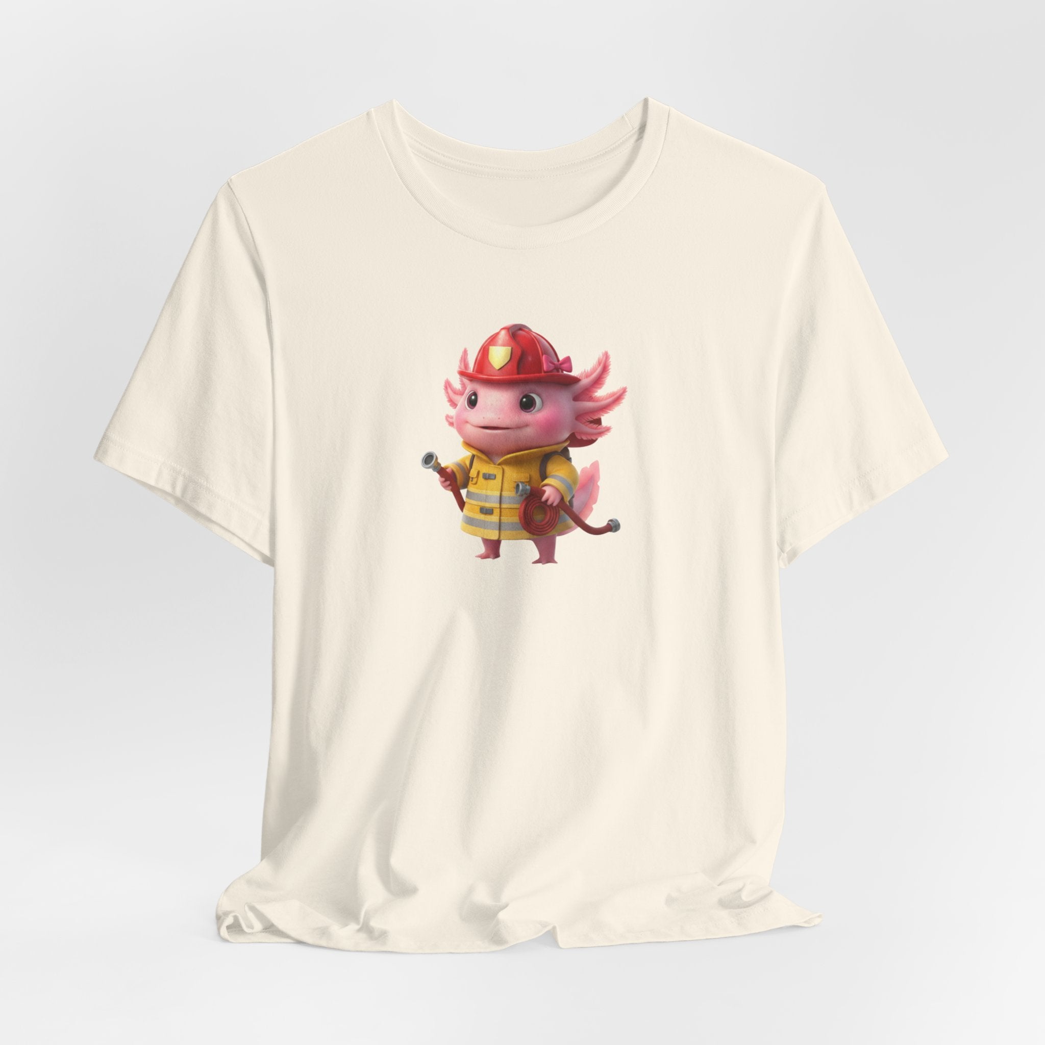 Axolotl Firefighter Girl T-Shirt — Cute Kid’s Firefighter Axolotl Graphic Tee