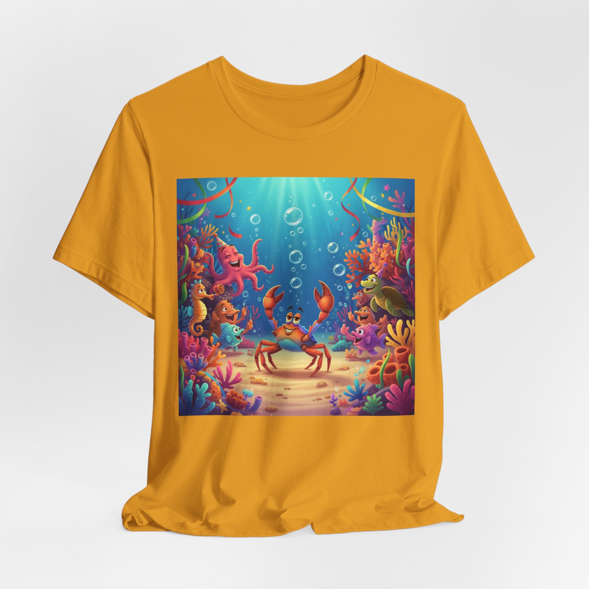 Sea Underwater Crab Cartoon T-Shirt — Colorful Ocean Life Kids Tee