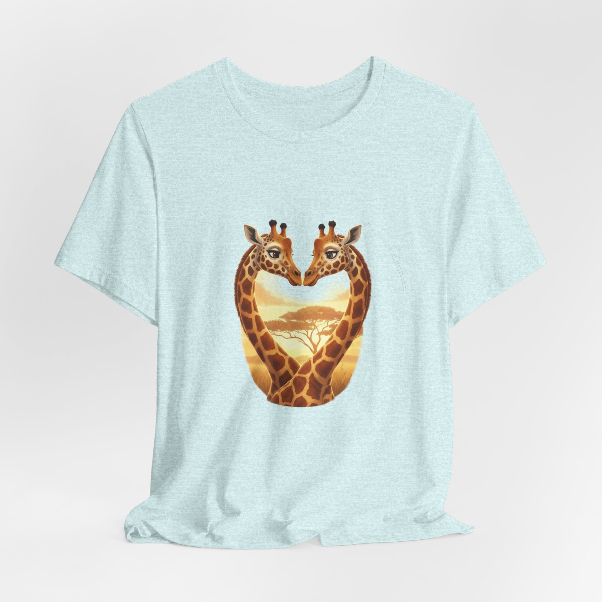 Giraffe Heart Tee — Sunset Safari Animal Graphic Shirt